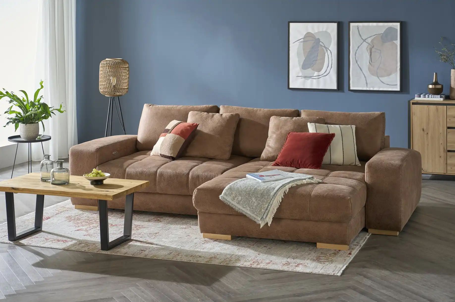 Thumbnail - bobb Ecksofa mit elektrischer Sitztiefenverstellung Caro ¦ braun ¦ Maße (cm): B: 305 H: 87 T: 202.0 Polstermöbel > Sofas...