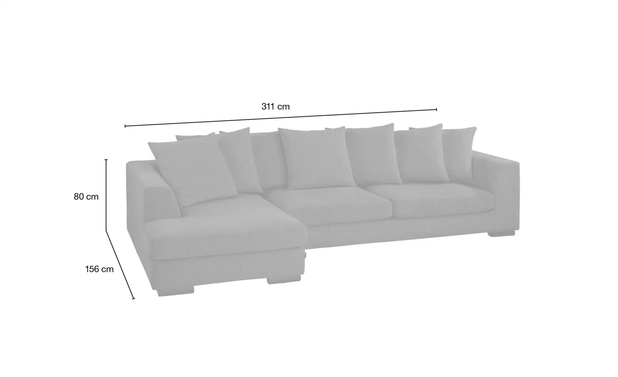 SOHO Ecksofa  Paulina ¦ grau ¦ Maße (cm): B: 311 H: 80 T: 156.0 Polstermöbe günstig online kaufen