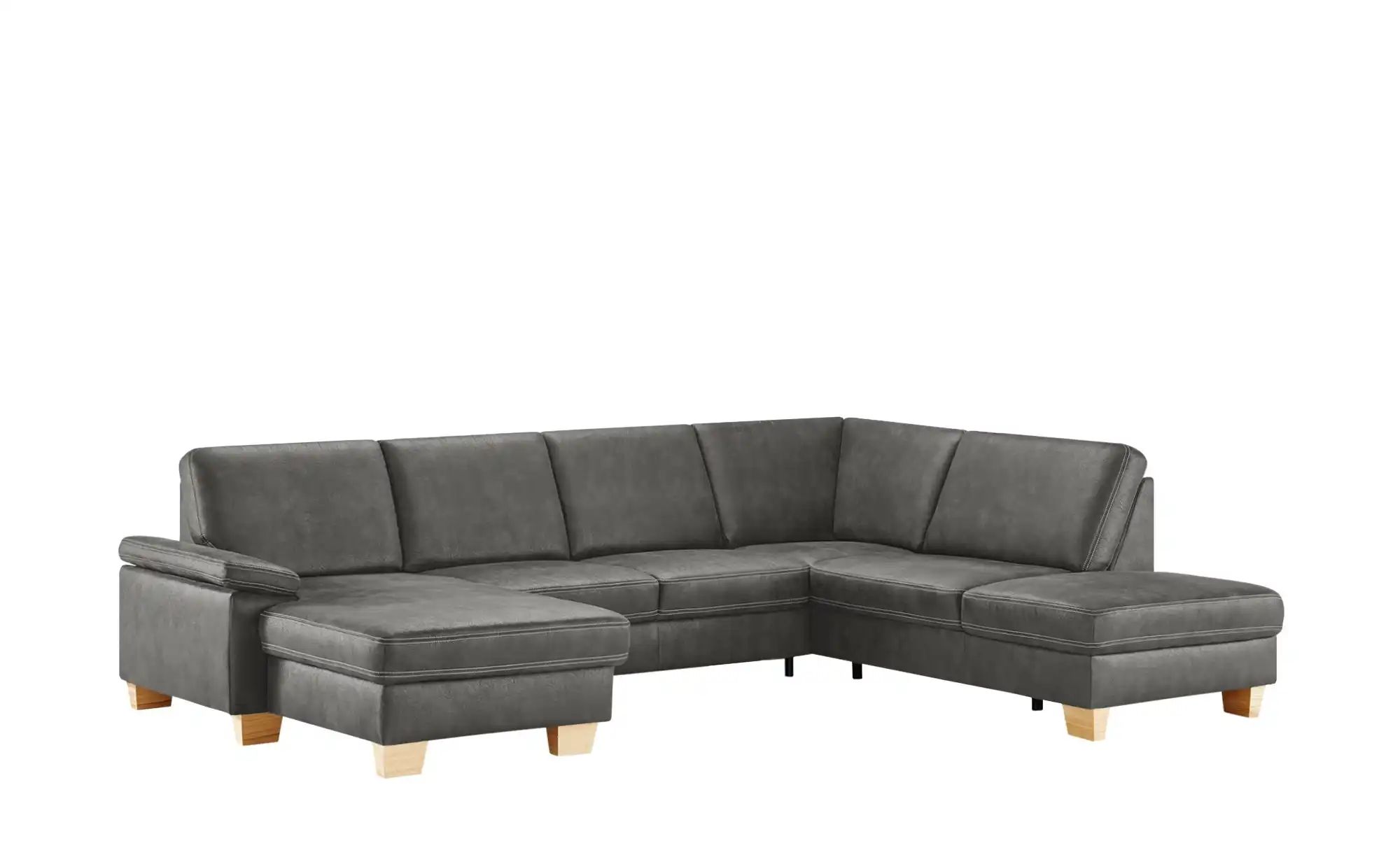 meinSofa Wohnlandschaft  Kunstleder Samu ¦ grau ¦ Maße (cm): B: 316 H: 90 T günstig online kaufen