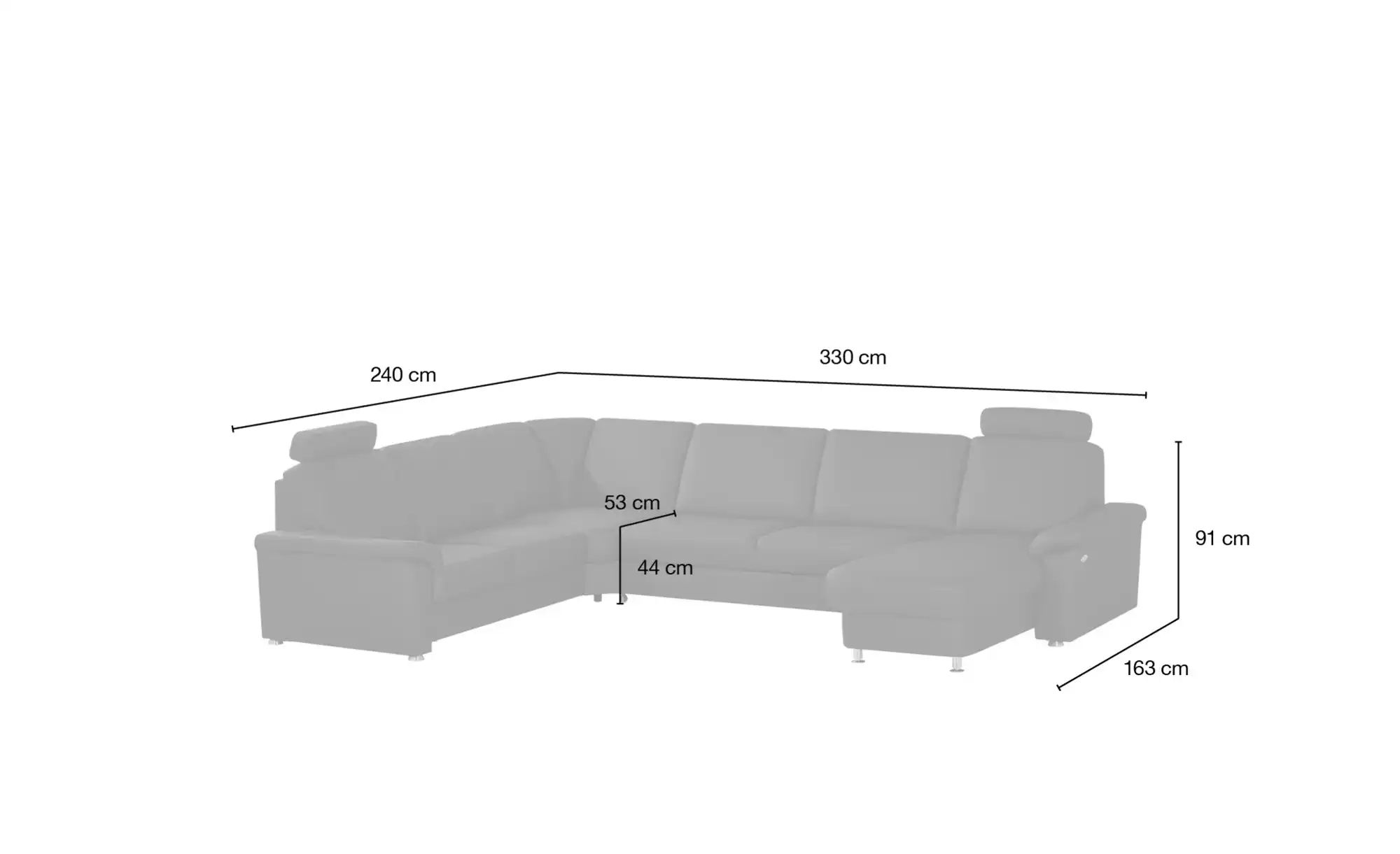 Thumbnail - meinSofa Wohnlandschaft Leder Carolin ¦ schwarz ¦ Maße (cm): B: 330 H: 91 T: 240.0 Polstermöbel > Sofas > Wohnlandschaft...