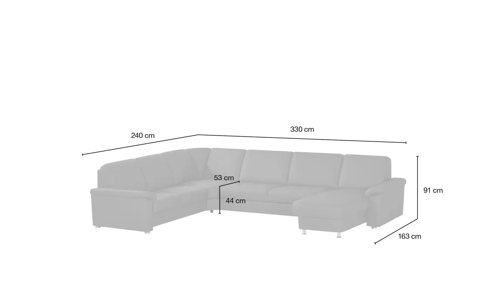 Thumbnail - meinSofa Wohnlandschaft Leder Carolin ¦ braun ¦ Maße (cm): B: 330 H: 91 T: 240.0 Polstermöbel > Sofas > Wohnlandschaften...