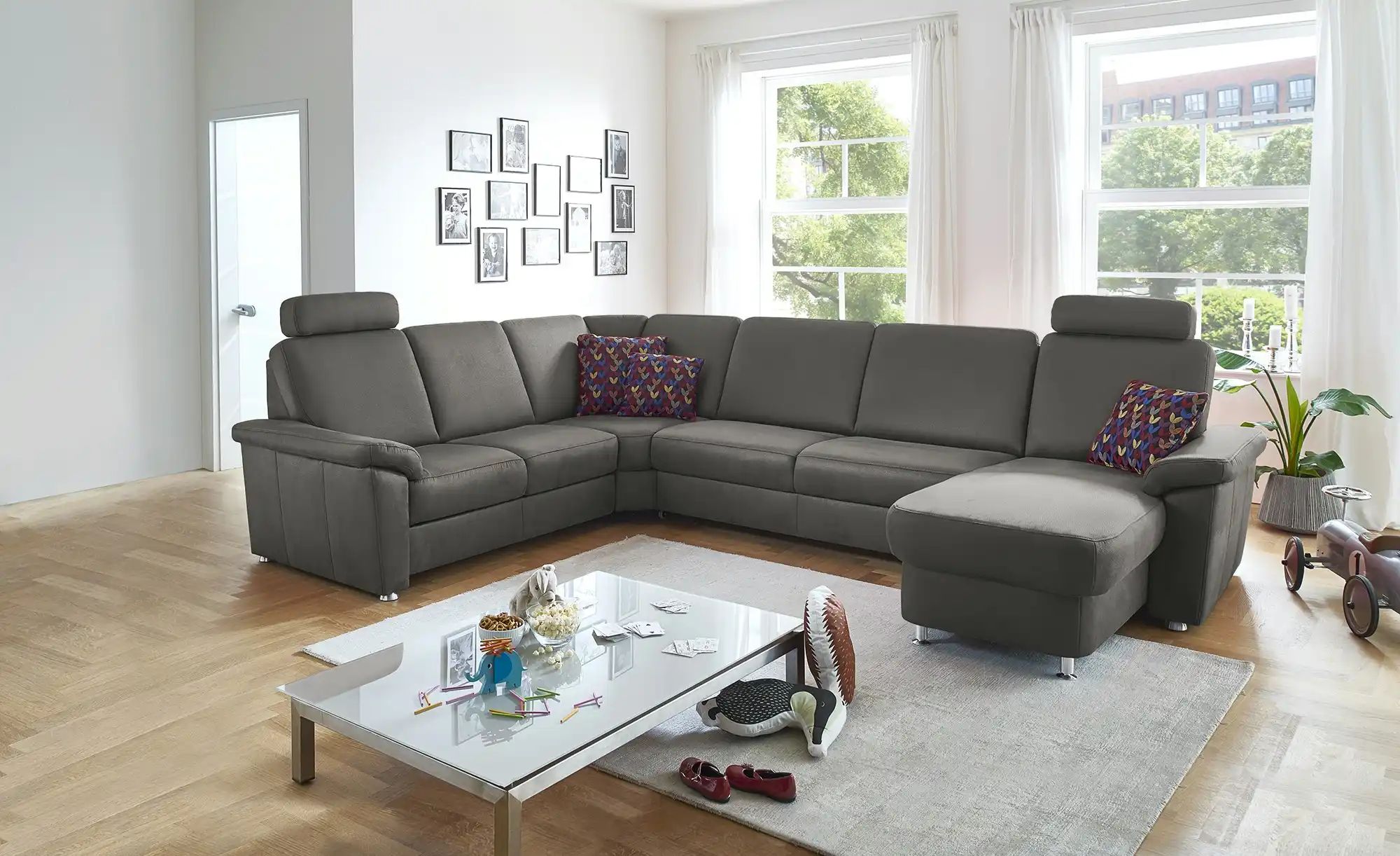 Thumbnail - meinSofa Wohnlandschaft Mikrofaser Rita ¦ grau ¦ Maße (cm): B: 330 H: 91 T: 240.0 Polstermöbel > Sofas > Schlafsofas - H...