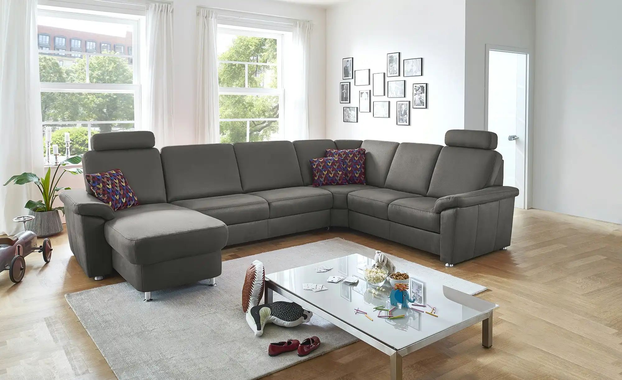 Thumbnail - meinSofa Wohnlandschaft Mikrofaser Rita ¦ grau ¦ Maße (cm): B: 330 H: 91 T: 240.0 Polstermöbel > Sofas > Schlafsofas - H...