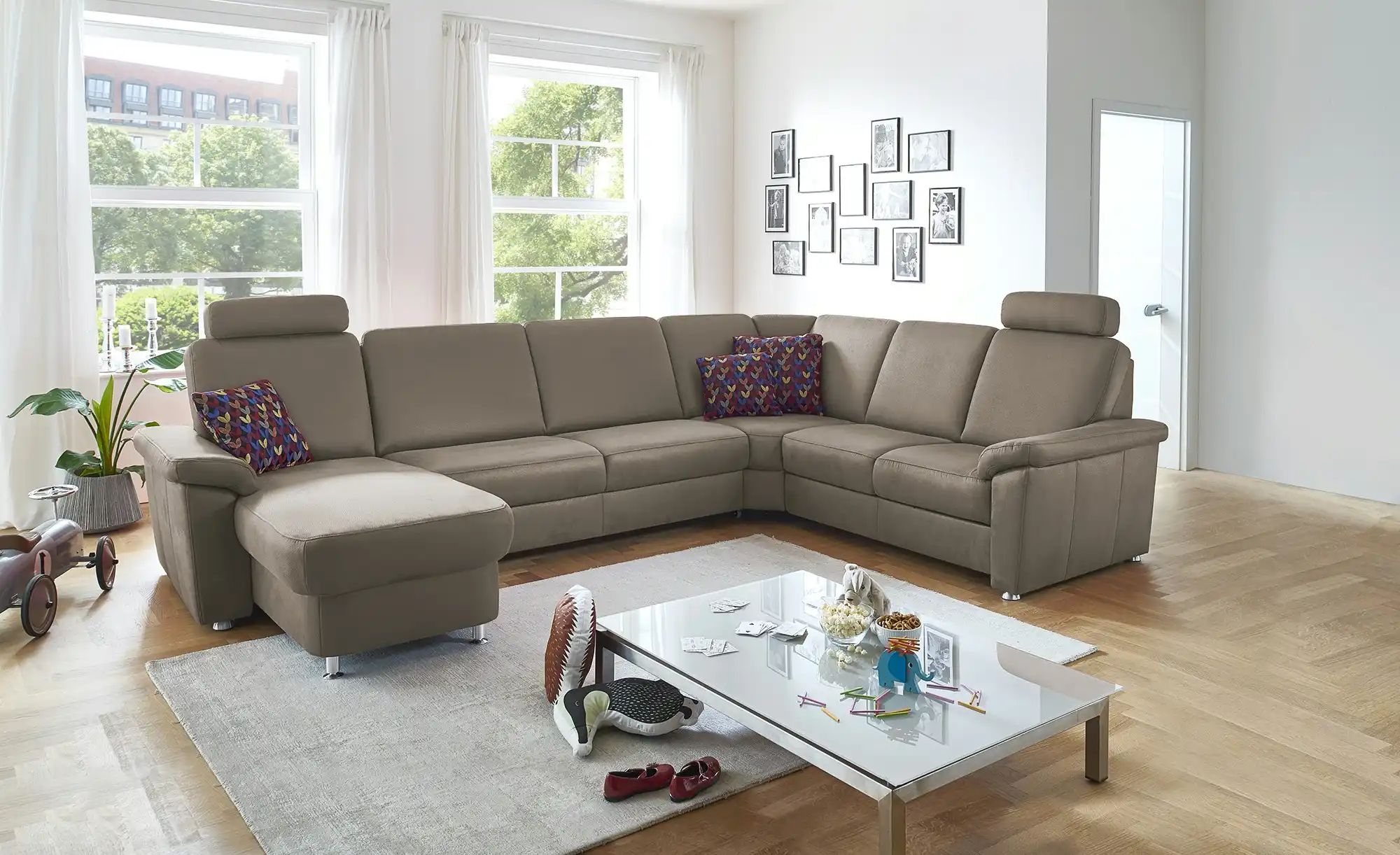 Thumbnail - meinSofa Wohnlandschaft Mikrofaser Rita ¦ grau ¦ Maße (cm): B: 330 H: 91 T: 240.0 Polstermöbel > Sofas > Schlafsofas - H...
