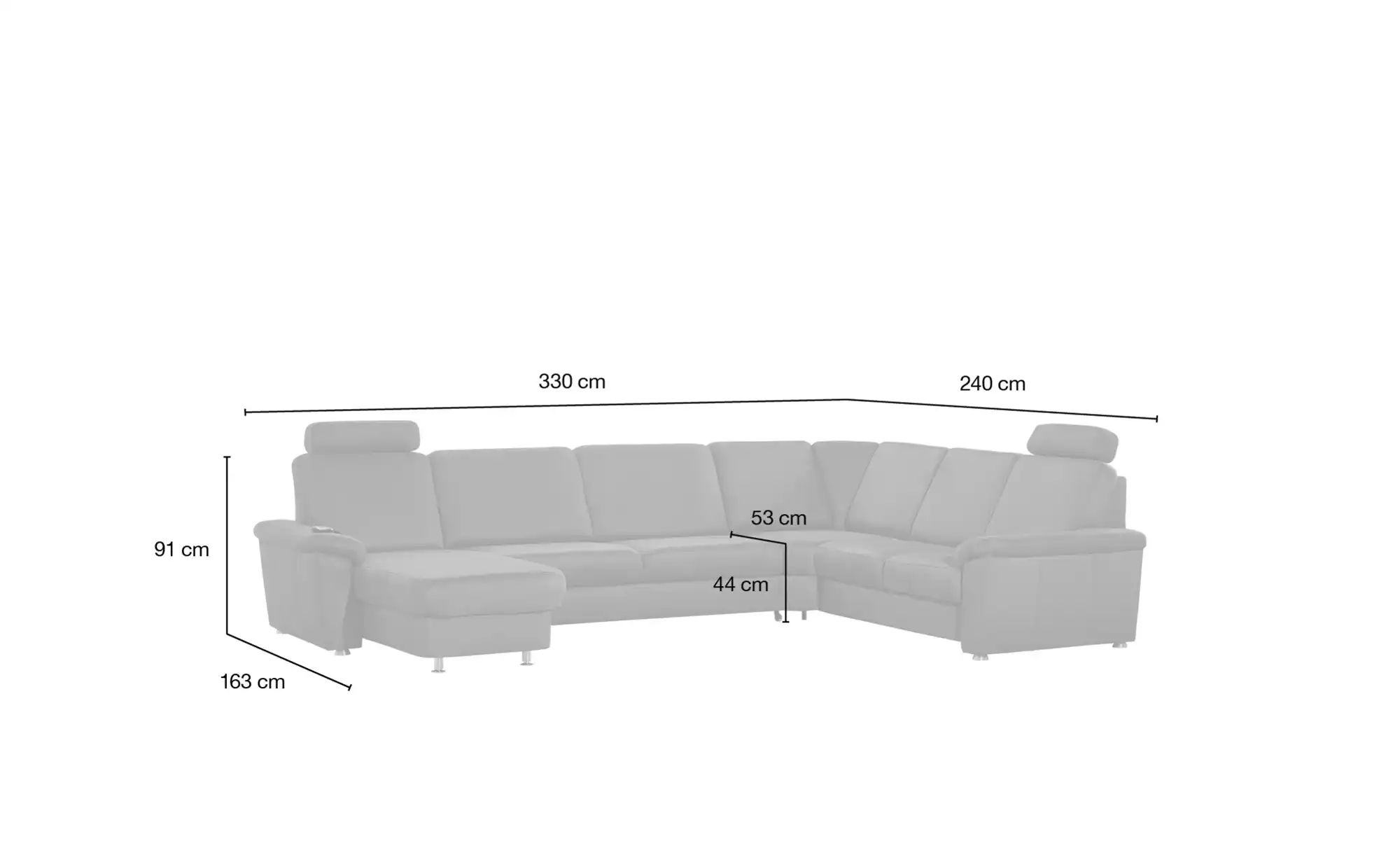 Thumbnail - meinSofa Wohnlandschaft Mikrofaser Rita ¦ braun ¦ Maße (cm): B: 330 H: 91 T: 240.0 Polstermöbel > Sofas > Schlafsofas - ...