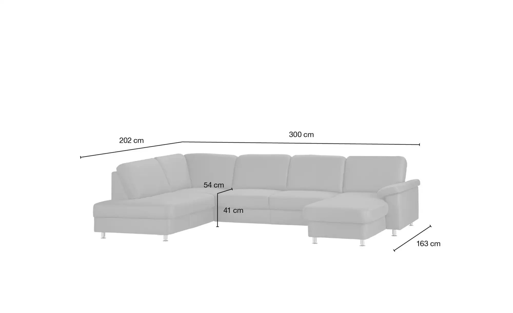 Thumbnail - meinSofa Wohnlandschaft Oliver-S ¦ grau ¦ Maße (cm): B: 300 H: 85 T: 202.0 Polstermöbel > Sofas > Wohnlandschaften - Hö...