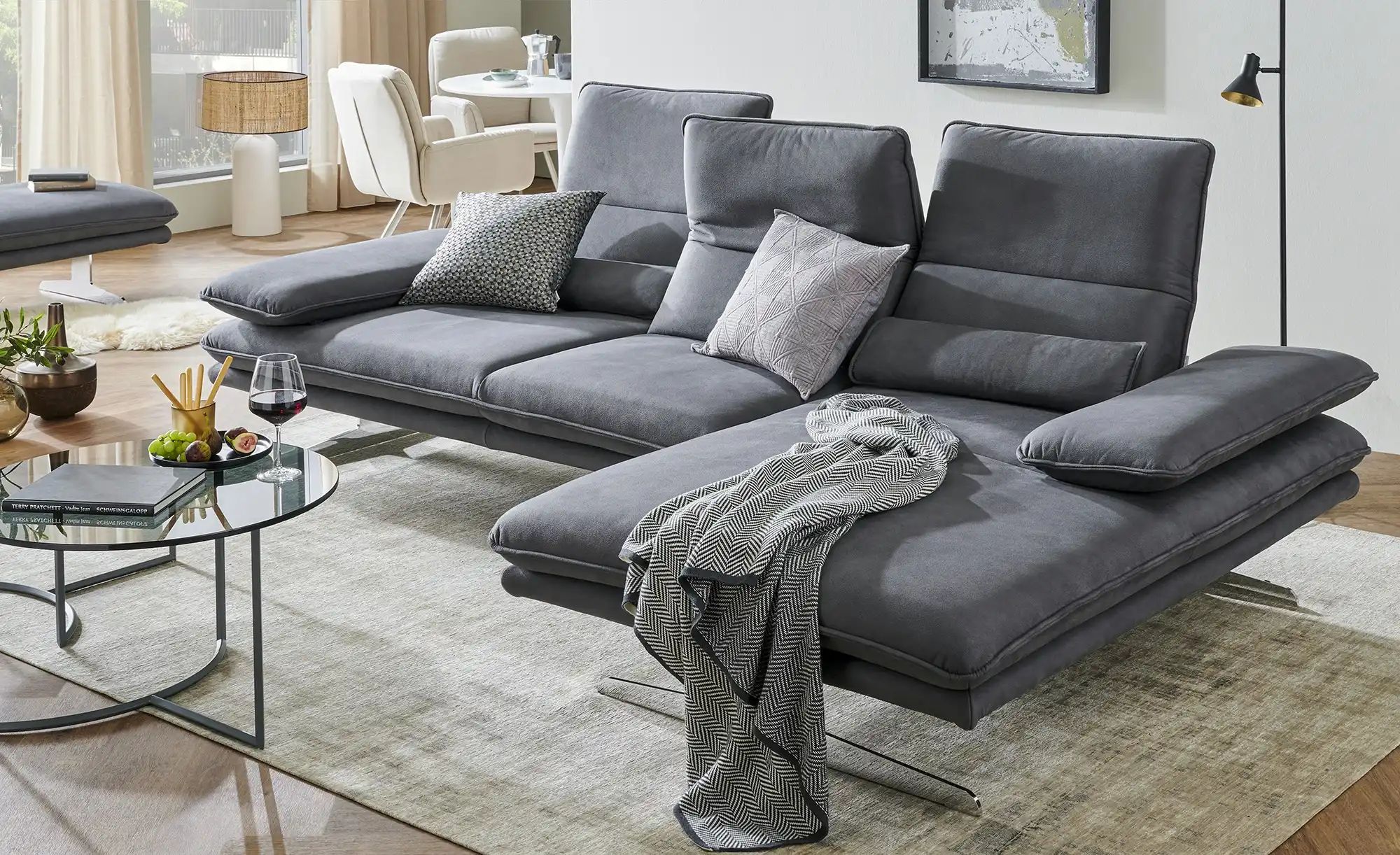 W.SCHILLIG Ecksofa aus Mikrofaser Broadway ¦ grau Polstermöbel > Sofas > Ec günstig online kaufen
