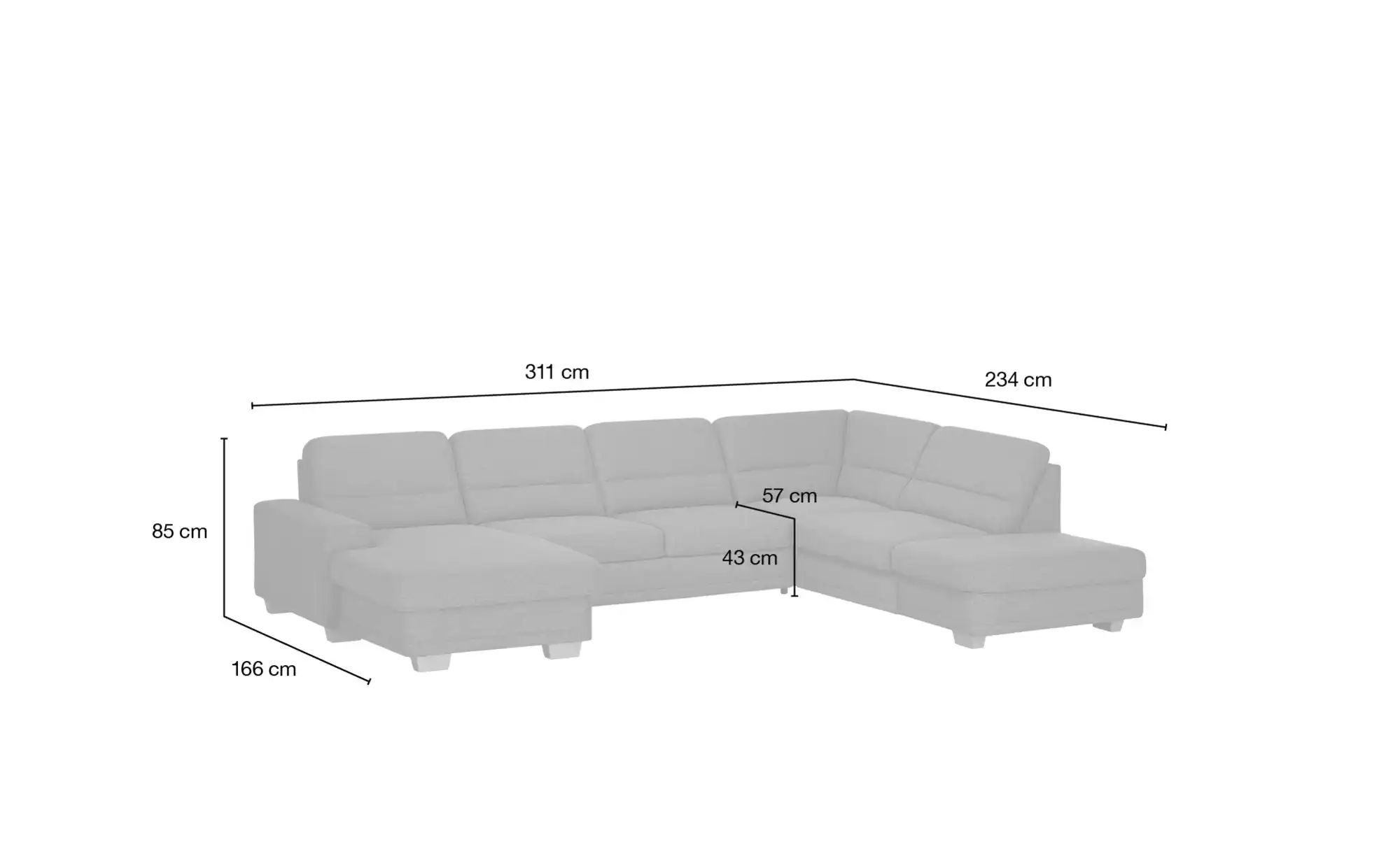 meinSofa Wohnlandschaft  Marc ¦ braun ¦ Maße (cm): B: 311 H: 85 T: 234.0 Po günstig online kaufen