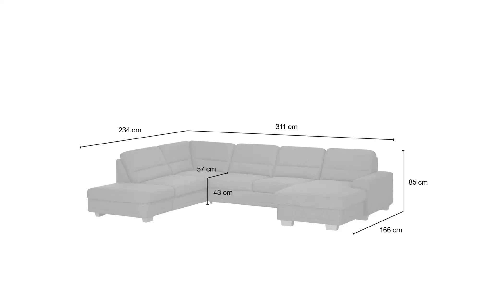 meinSofa Wohnlandschaft  Marc ¦ türkis/petrol ¦ Maße (cm): B: 311 H: 85 T: günstig online kaufen