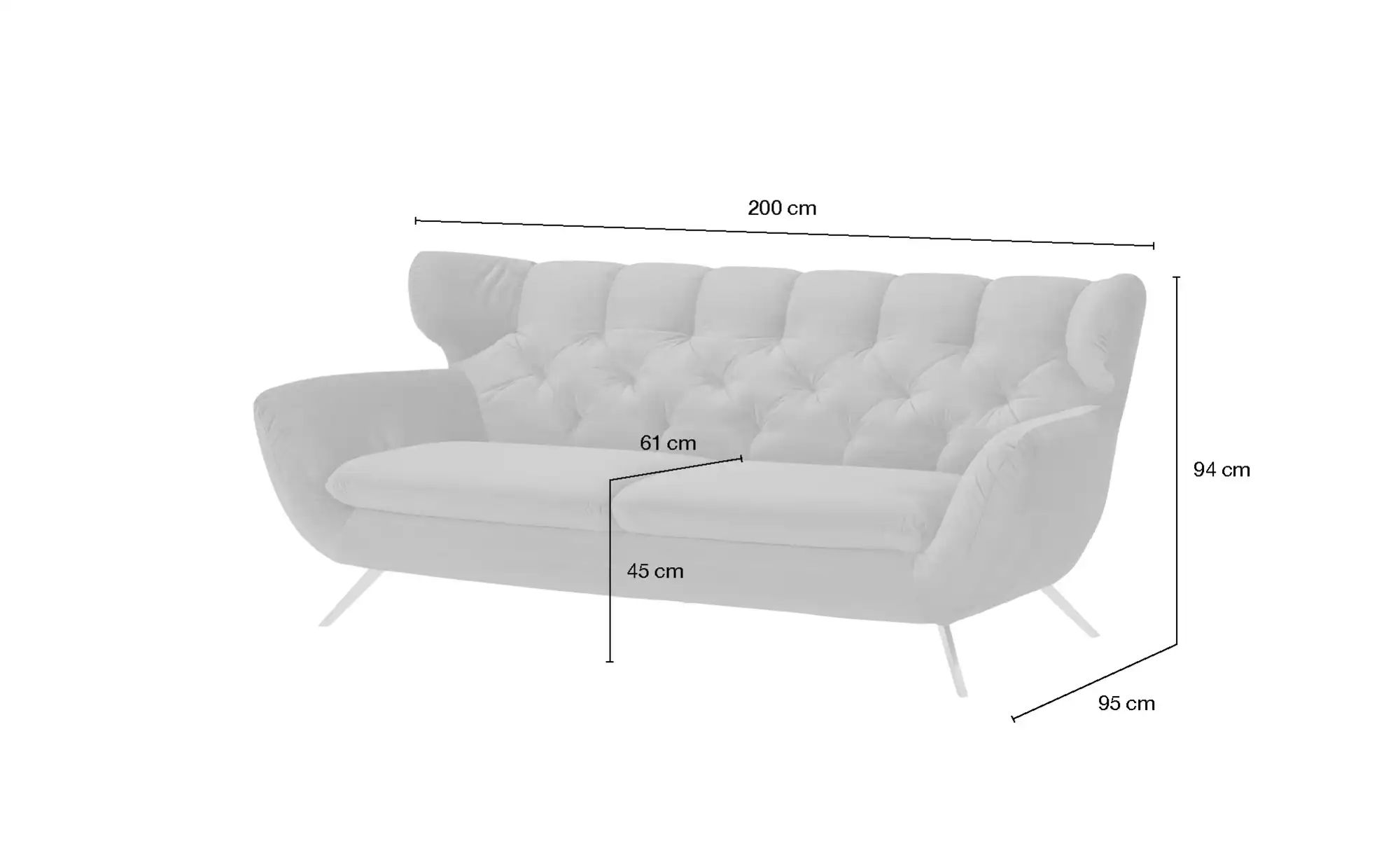 Jette Home Sofa  Caldara ¦ creme ¦ Maße (cm): B: 200 H: 94 T: 95 Polstermöb günstig online kaufen