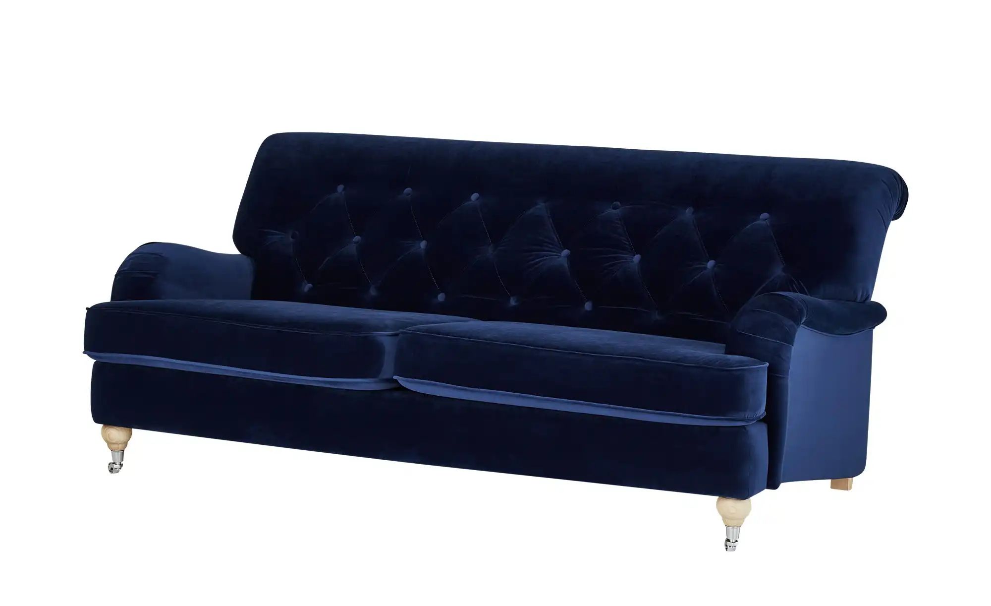 finya Sofa Samt Silva | 3-Sitzer, Blau | Möbel Höffner