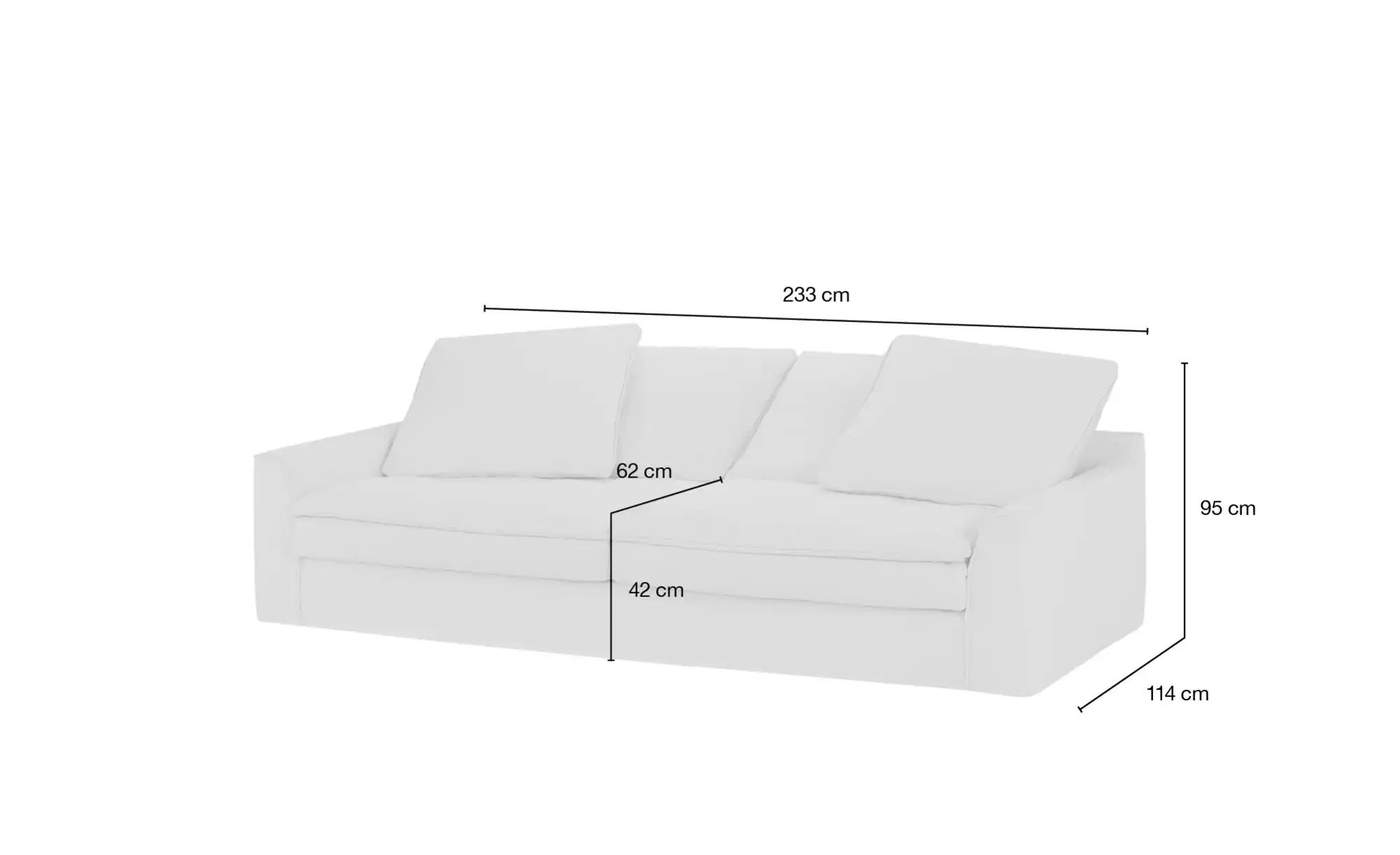 SOHO Sofa 3-sitzig  Sarvika ¦ grau ¦ Maße (cm): B: 233 H: 95 T: 114 Polster günstig online kaufen