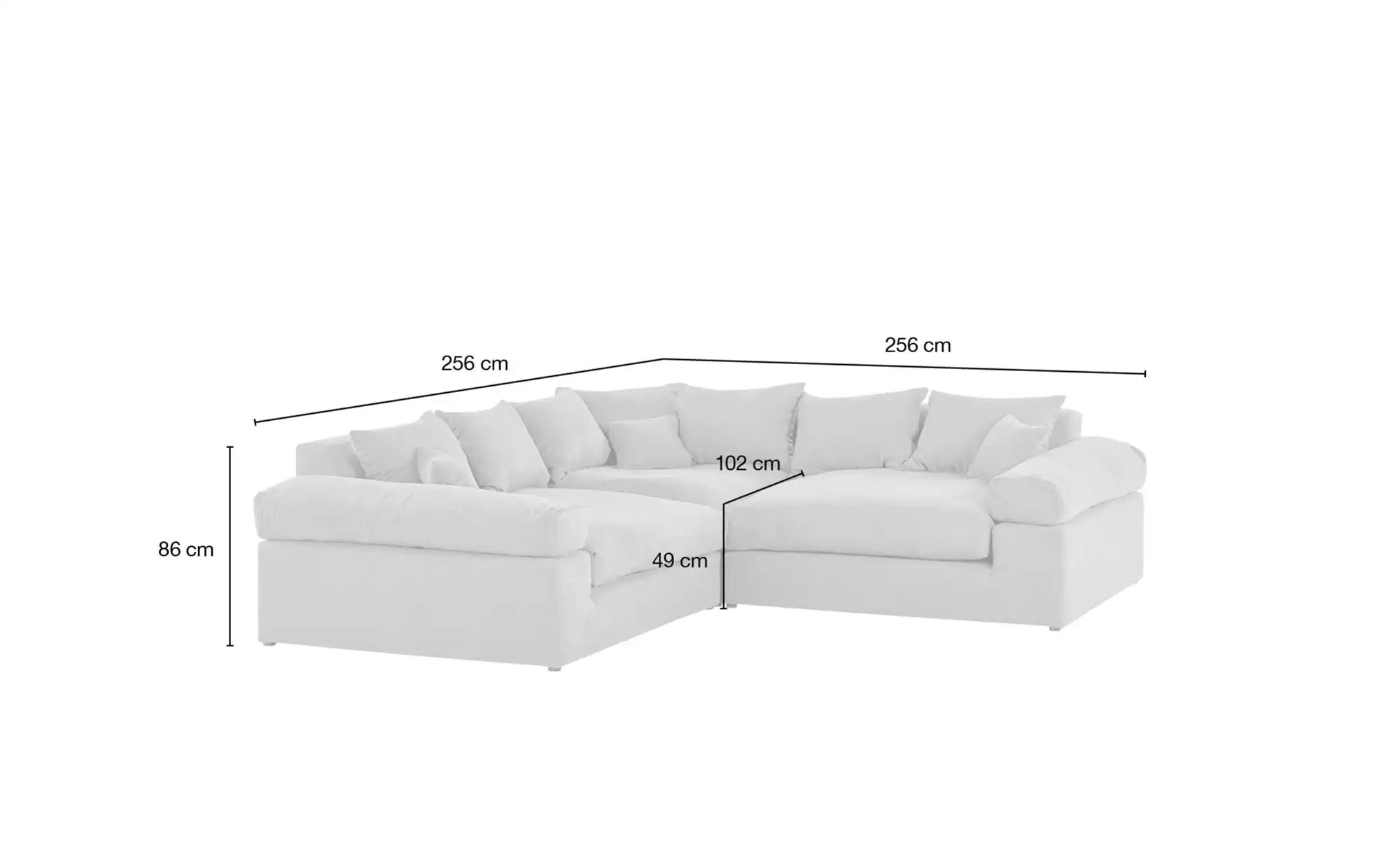 smart Ecksofa  Lionore ¦ grau ¦ Maße (cm): B: 256 H: 86 T: 256 Polstermöbel günstig online kaufen