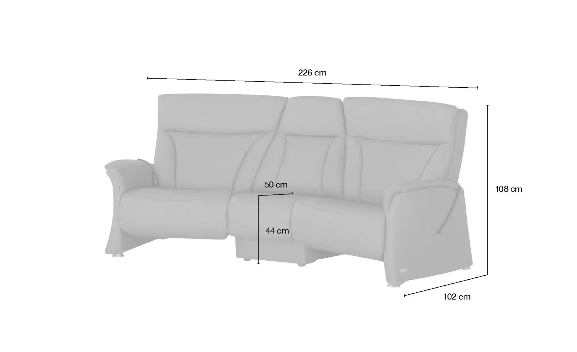 himolla Trapezsofa  4010 ¦ grau ¦ Maße (cm): B: 226 H: 106 T: 102 Polstermö günstig online kaufen