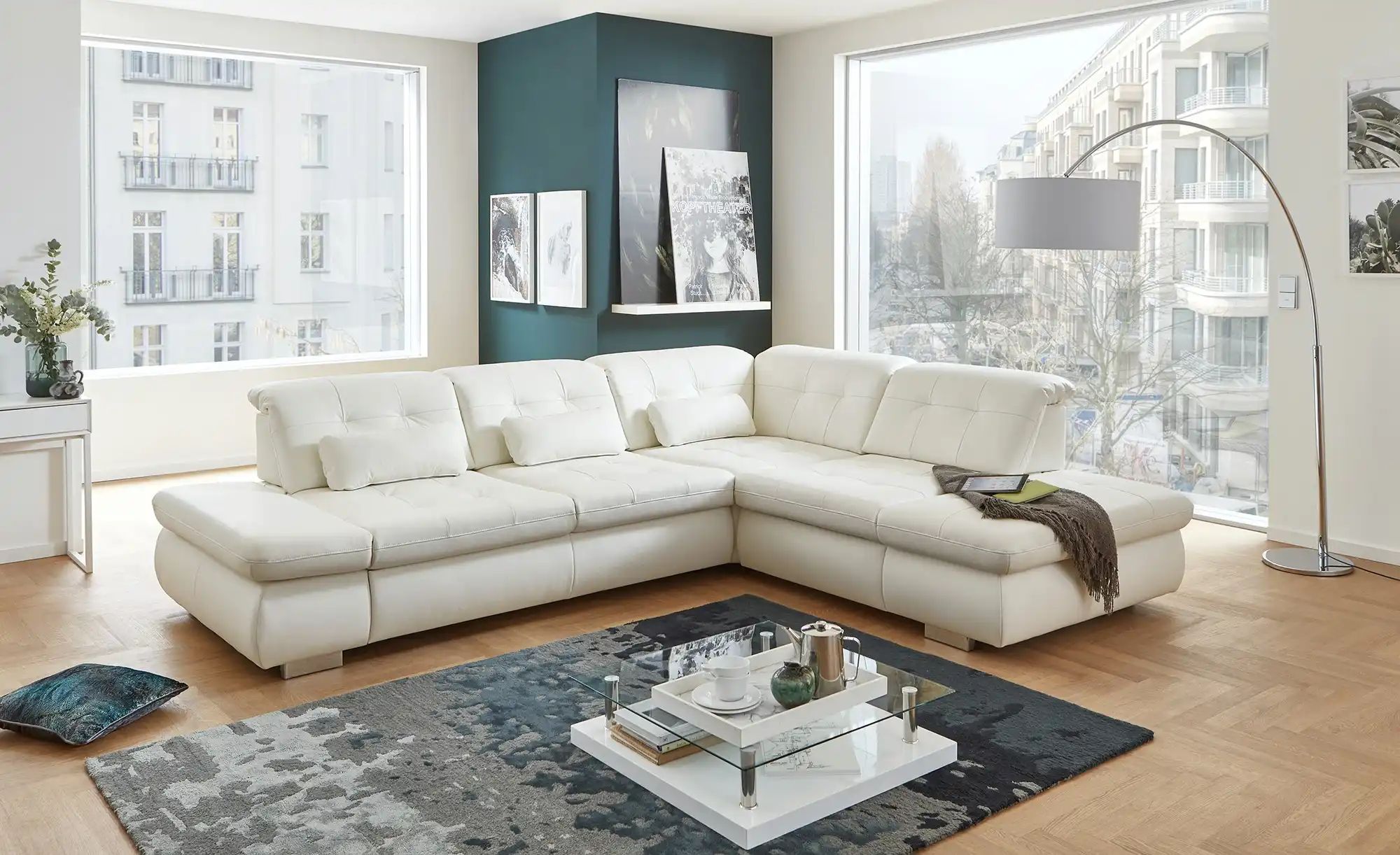 Lounge Collection Ecksofa Leder  Spencer ¦ weiß ¦ Maße (cm): B: 323 H: 102 günstig online kaufen