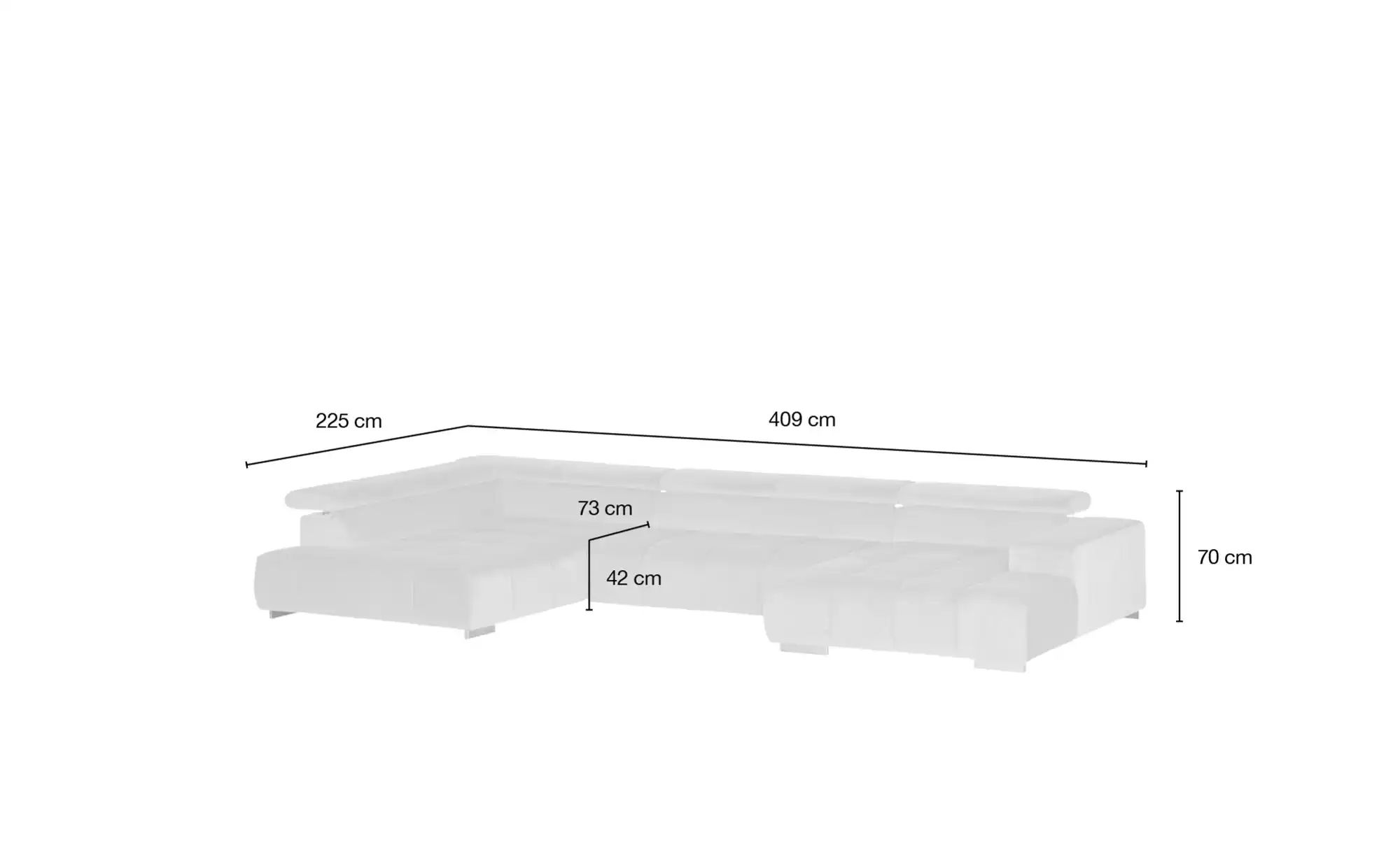 uno Wohnlandschaft aus Samt Origo ¦ grün ¦ Maße (cm): B: 409 H: 70 T: 225.0 günstig online kaufen