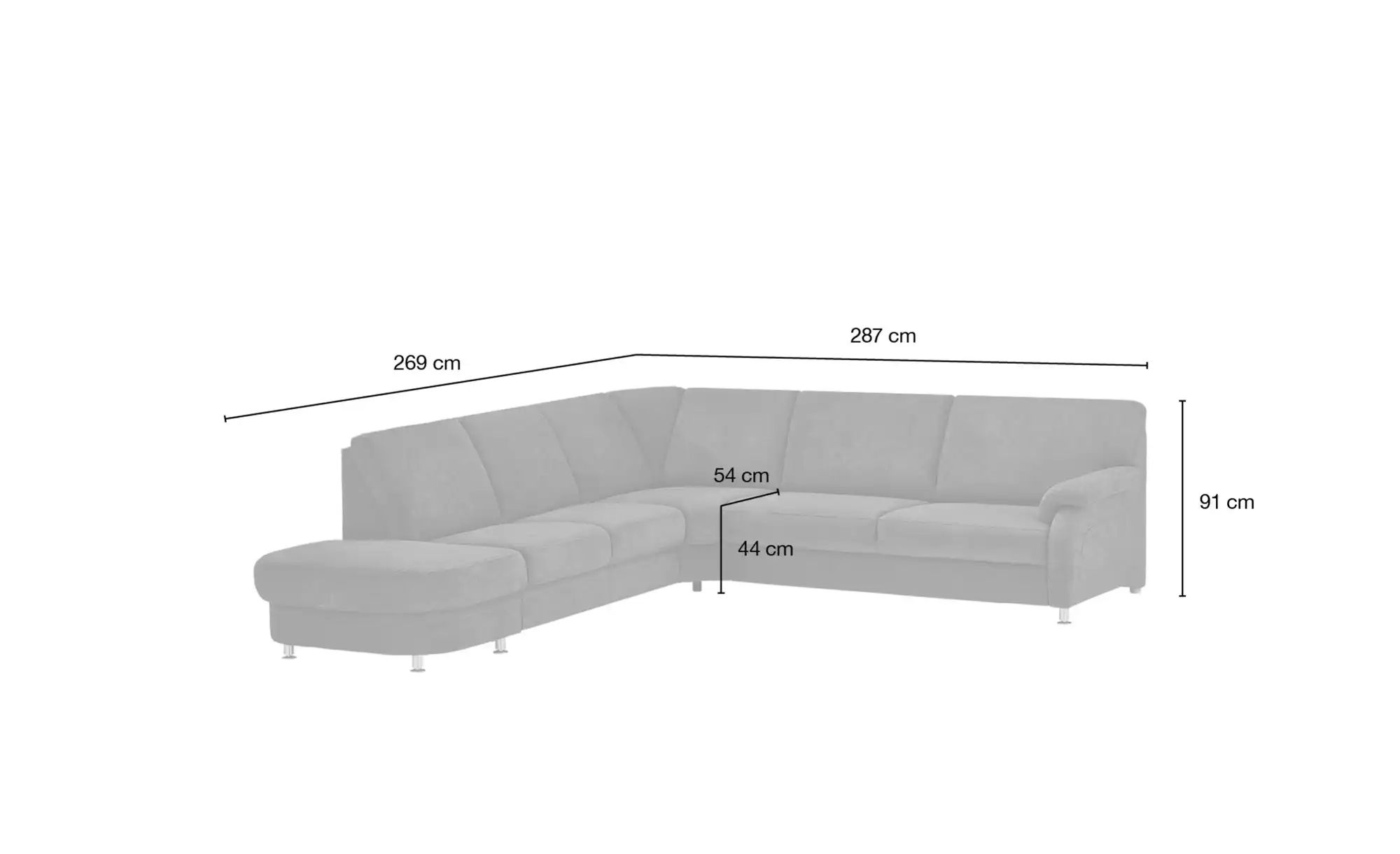 meinSofa Ecksofa  Ole-S ¦ grau ¦ Maße (cm): B: 269 H: 91 T: 287 Polstermöbe günstig online kaufen