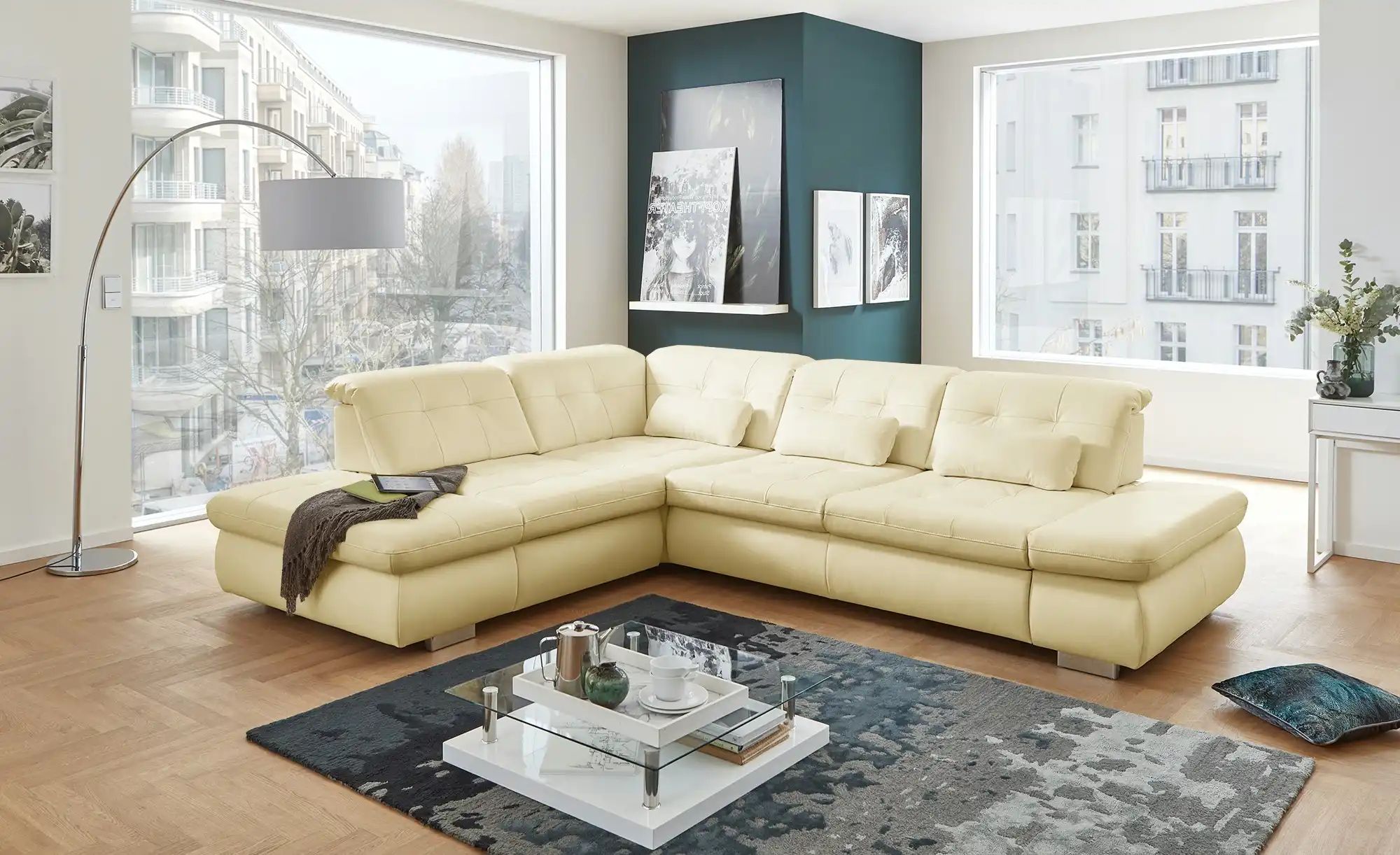 Lounge Collection Ecksofa Leder  Spencer ¦ beige ¦ Maße (cm): B: 323 H: 102 günstig online kaufen