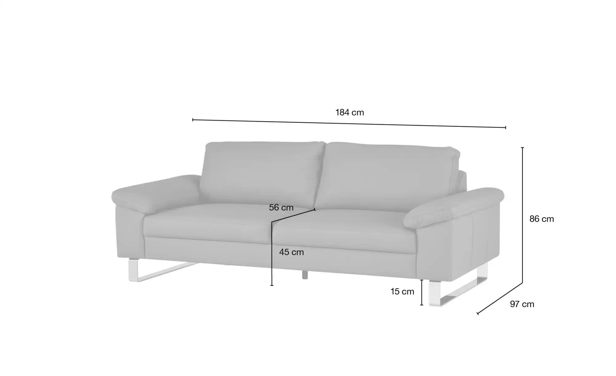 Max Schelling Ledersofa aus Echtleder Maximum ¦ creme ¦ Maße (cm): B: 184 H günstig online kaufen