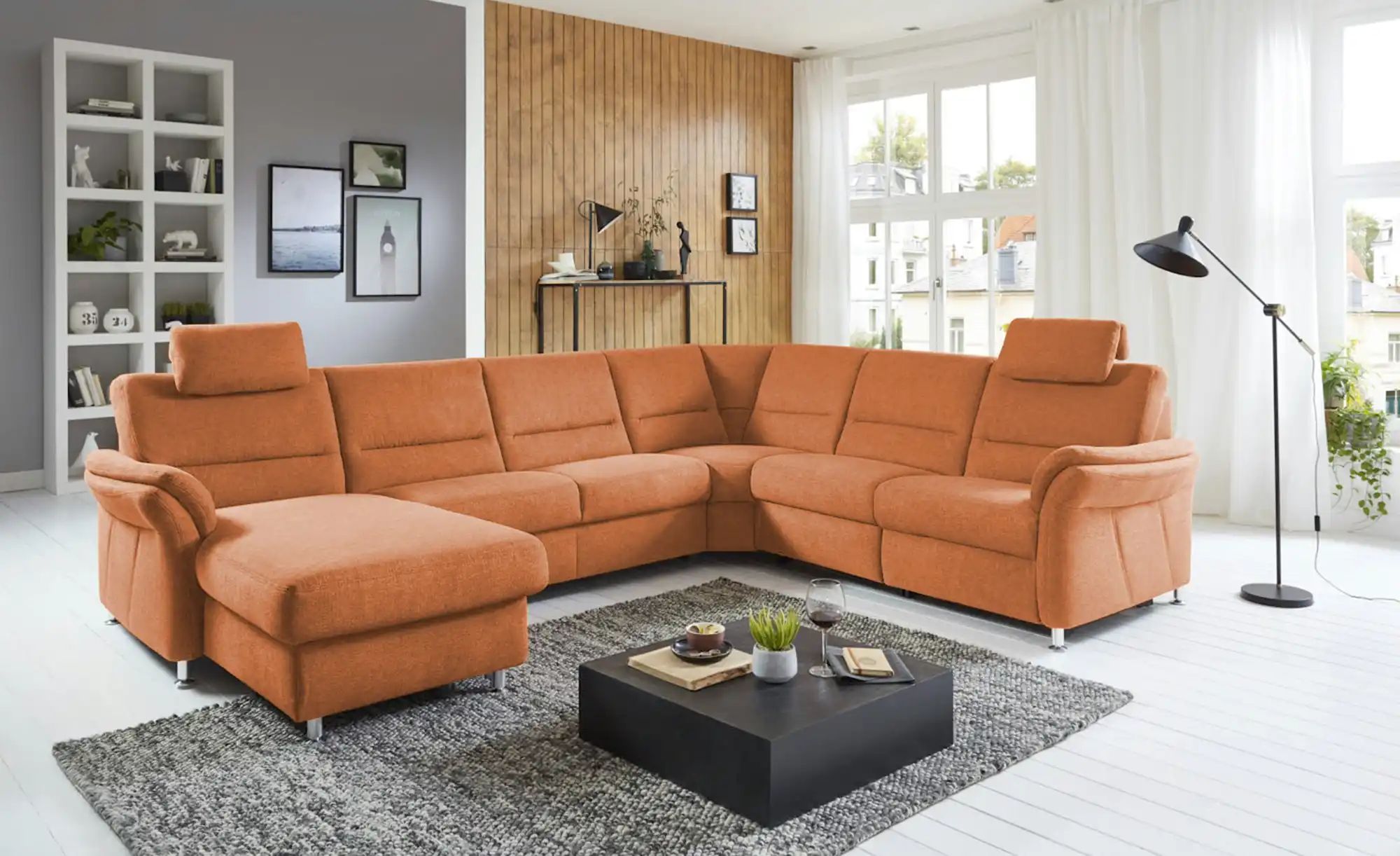 meinSofa Wohnlandschaft  Donald ¦ orange ¦ Maße (cm): B: 330 H: 89 T: 262 P günstig online kaufen