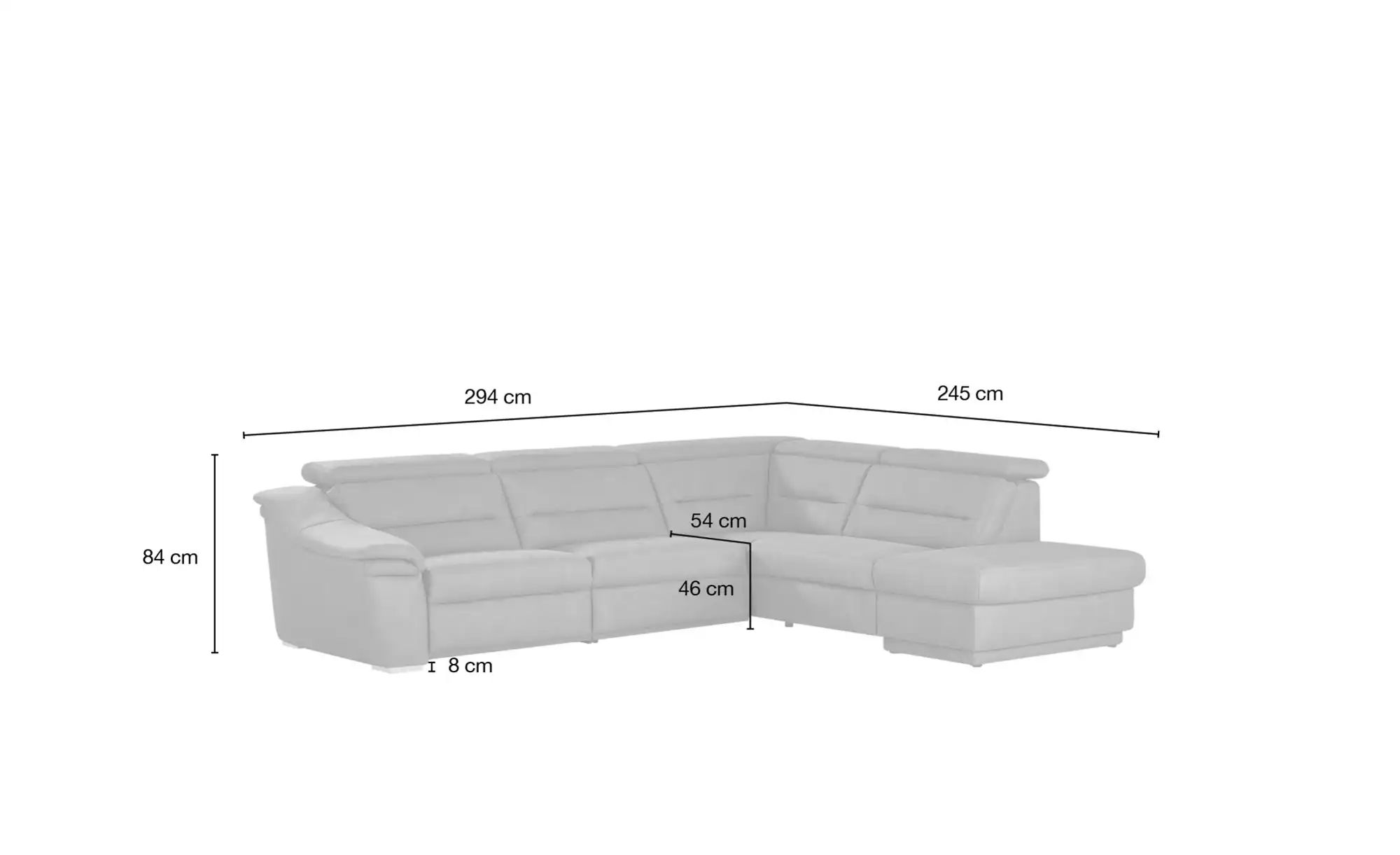 meinSofa Ecksofa  Ivonne-S ¦ grau ¦ Maße (cm): B: 294 H: 84 T: 245.0 Polste günstig online kaufen