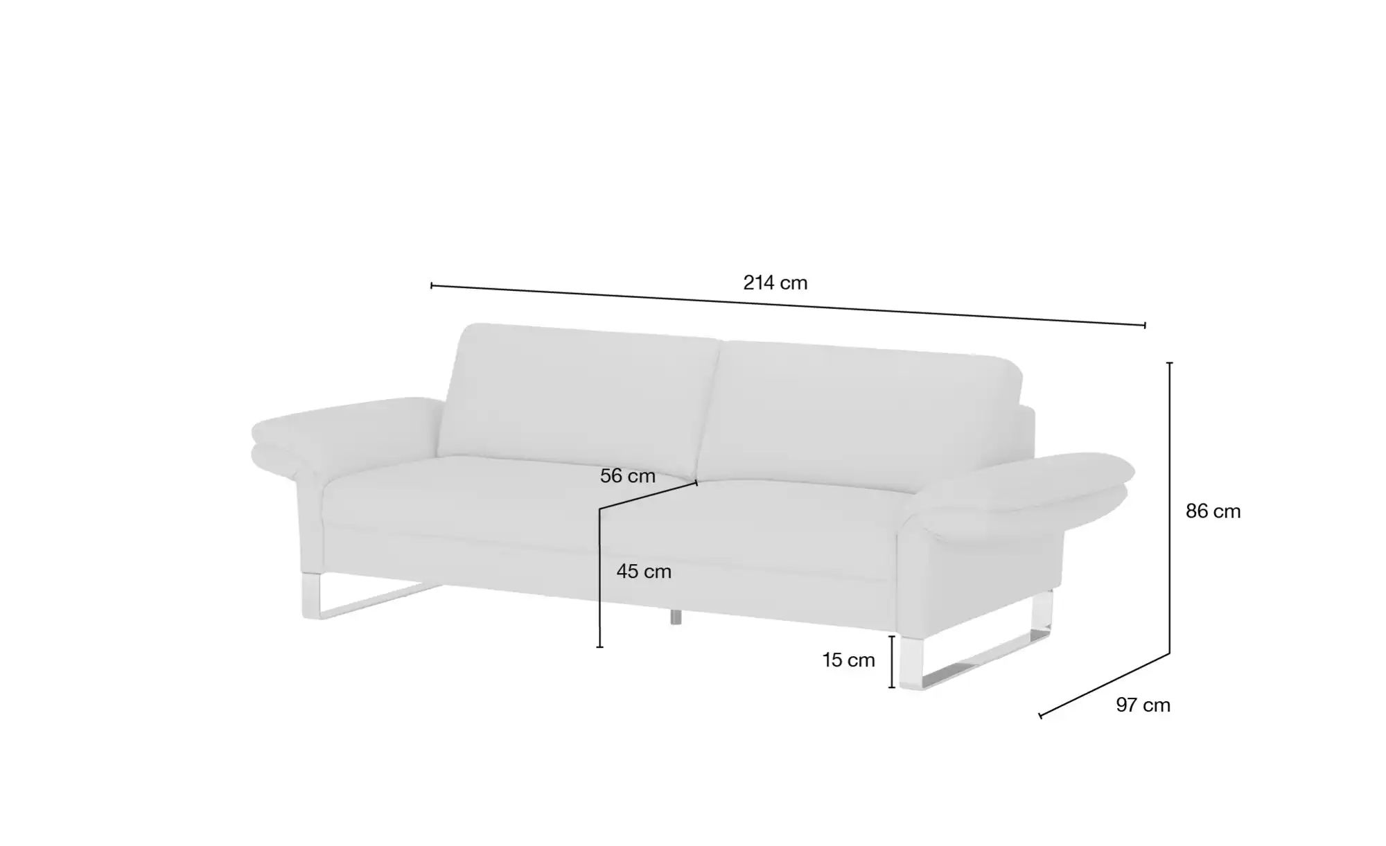 Max Schelling Einzelsofa aus Echtleder Maximum ¦ creme ¦ Maße (cm): B: 214 günstig online kaufen