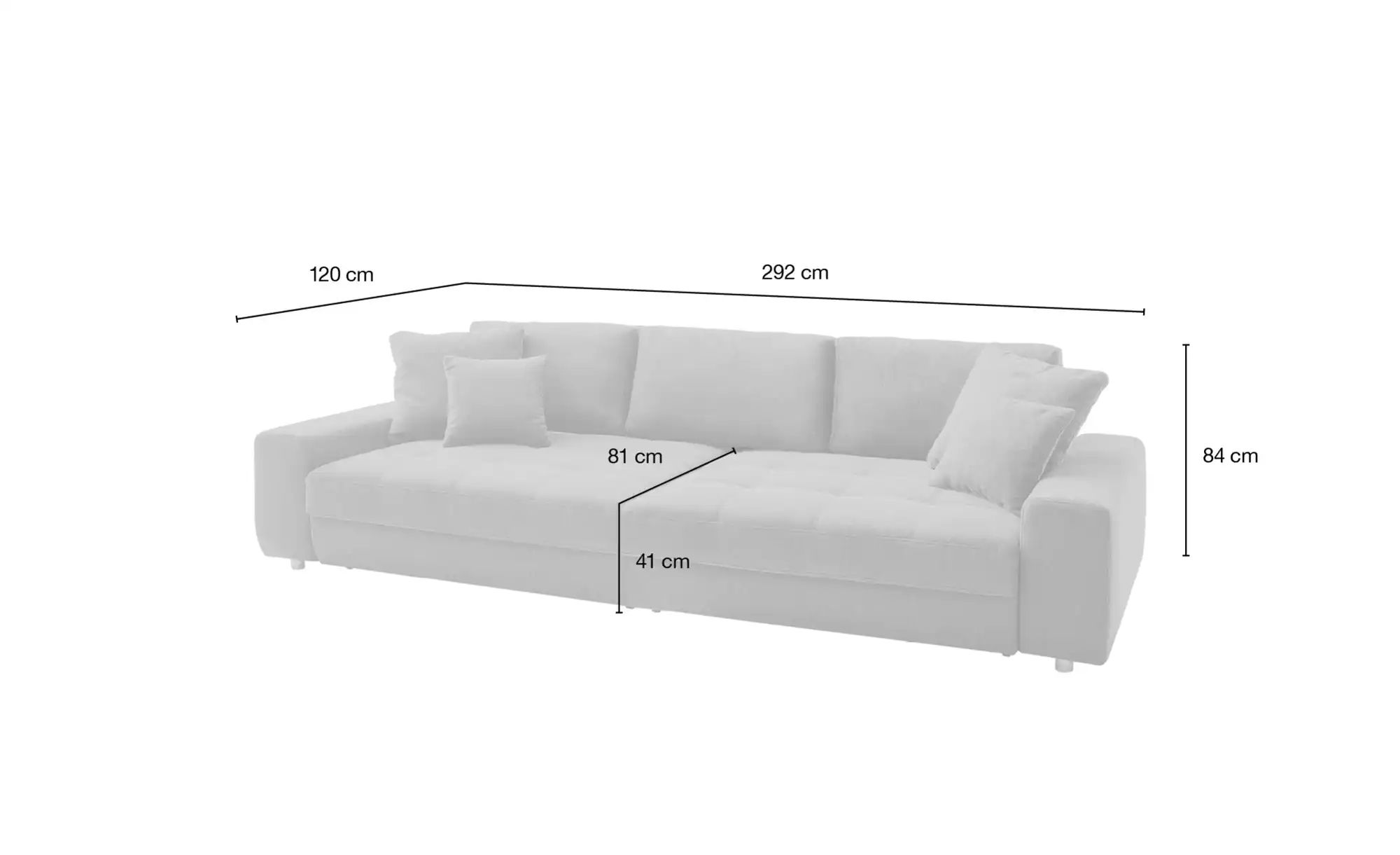 bobb Big Sofa  Arissa de Luxe ¦ grau ¦ Maße (cm): B: 292 H: 84 T: 120 Polst günstig online kaufen