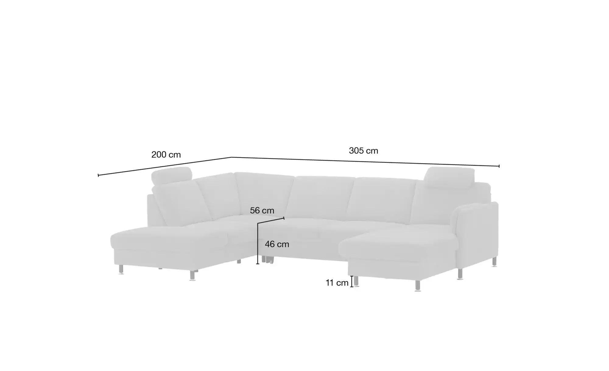 Thumbnail - meinSofa Wohnlandschaft Veit ¦ lila/violett ¦ Maße (cm): B: 305 H: 90 T: 200.0 Polstermöbel > Sofas > Wohnlandschaften ...