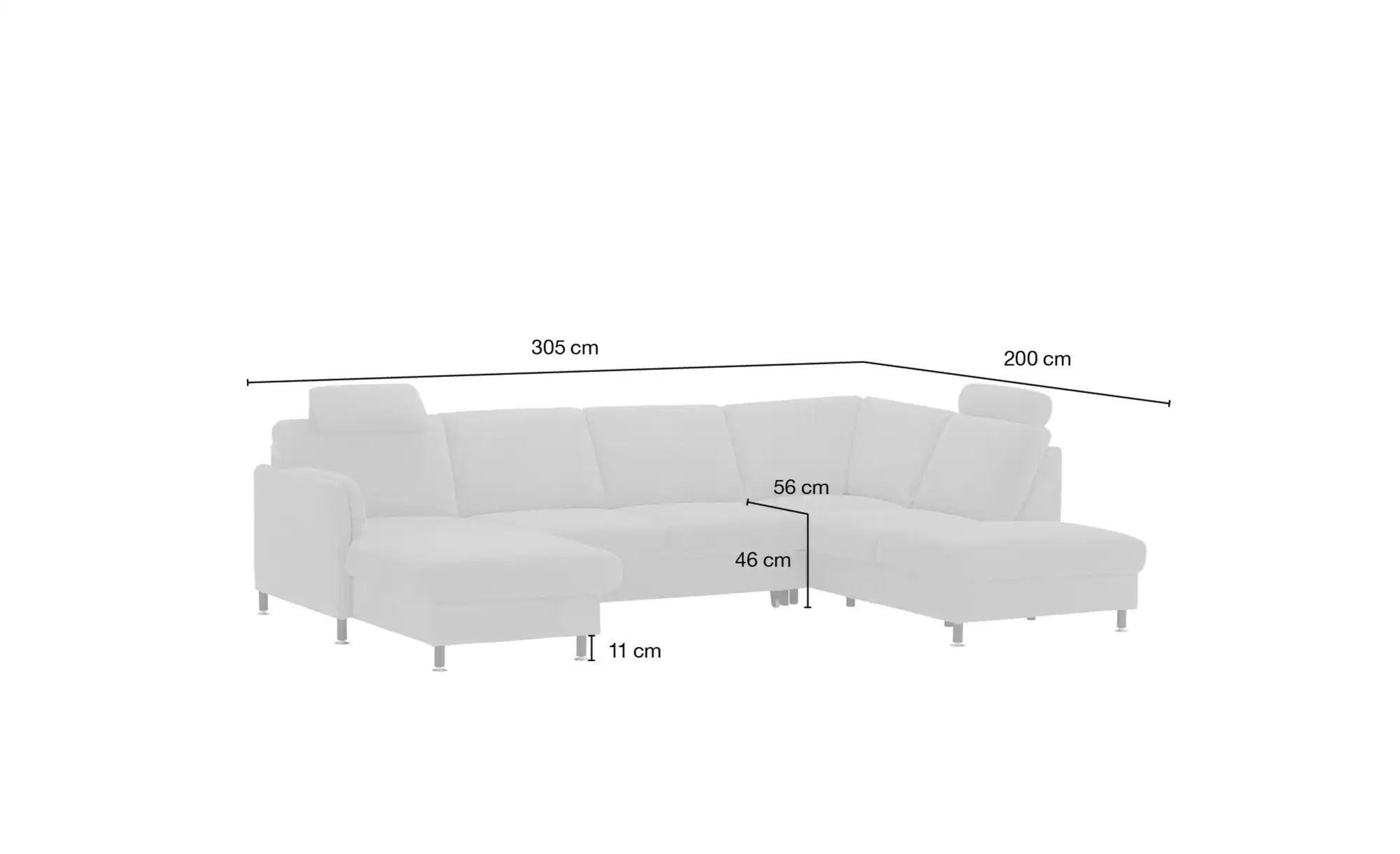 Thumbnail - meinSofa Wohnlandschaft Veit ¦ blau ¦ Maße (cm): B: 305 H: 90 T: 200.0 Polstermöbel > Sofas > Schlafsofas - Höffner