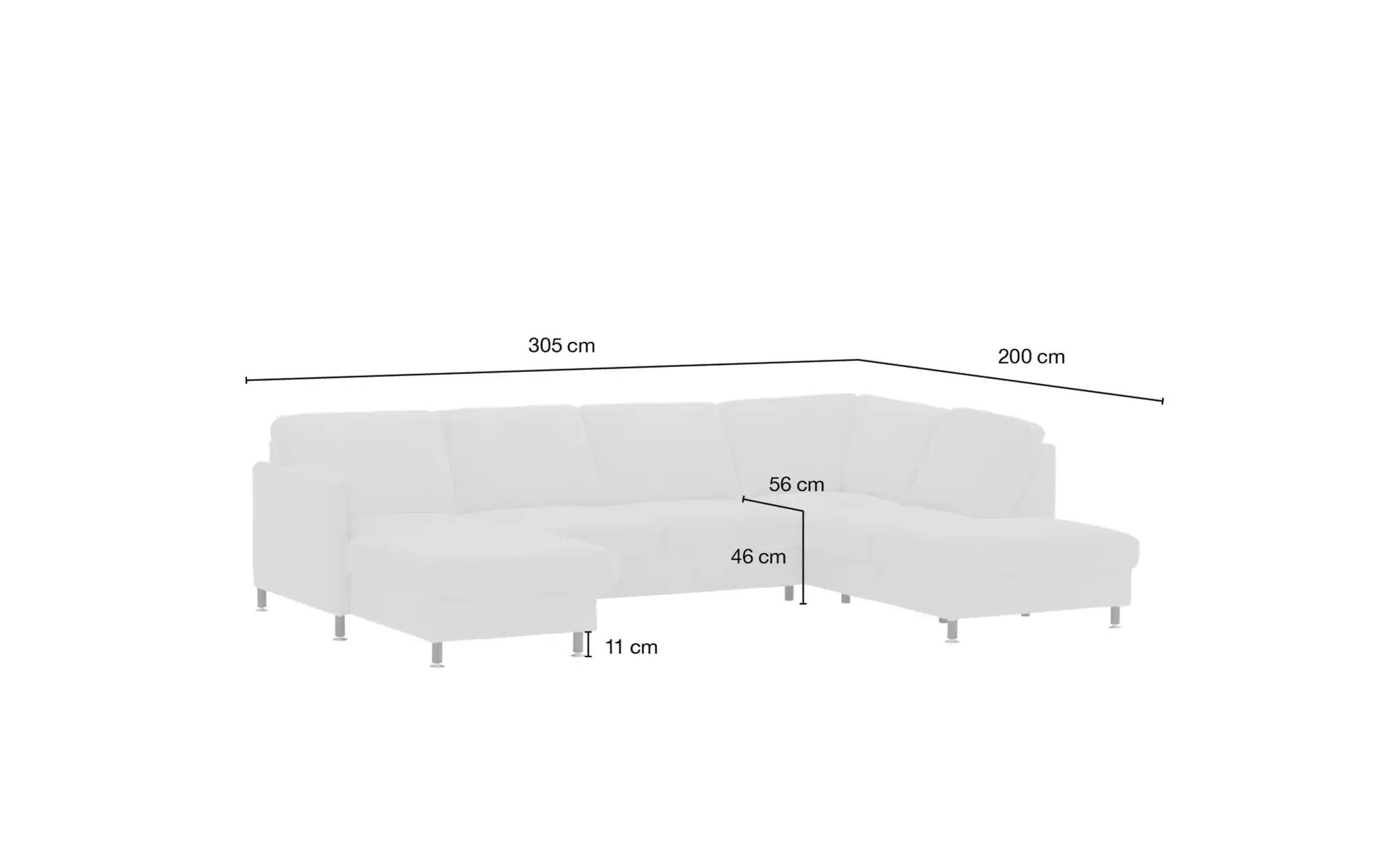 meinSofa Wohnlandschaft  Veit ¦ creme ¦ Maße (cm): B: 305 H: 90 T: 200 Pols günstig online kaufen