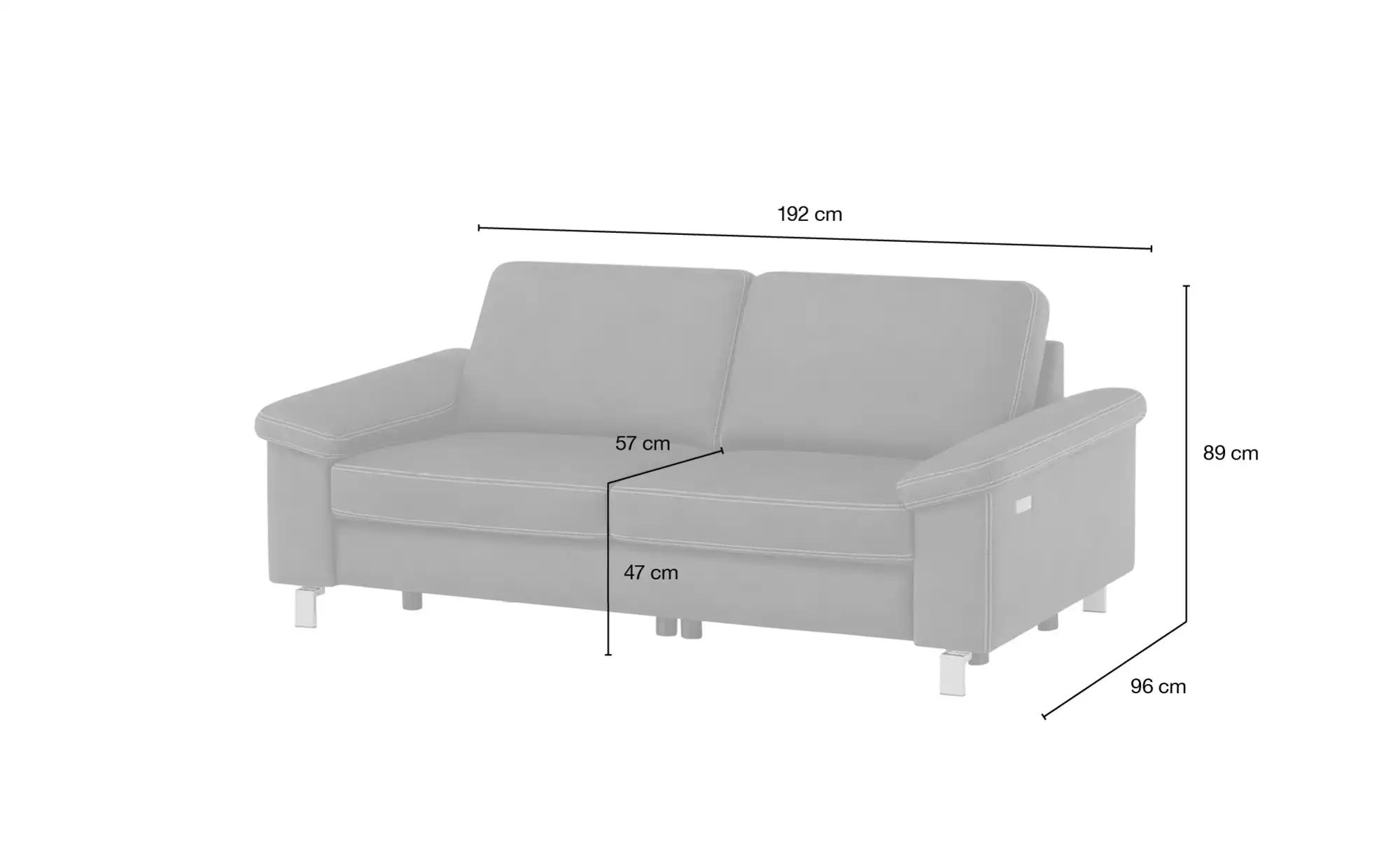 Thumbnail - Max Schelling Einzelsofa Maximum Plus ¦ grau ¦ Maße (cm): B: 192 H: 89 T: 96.0 Polstermöbel > Sofas > 3-Sitzer - Höffne...