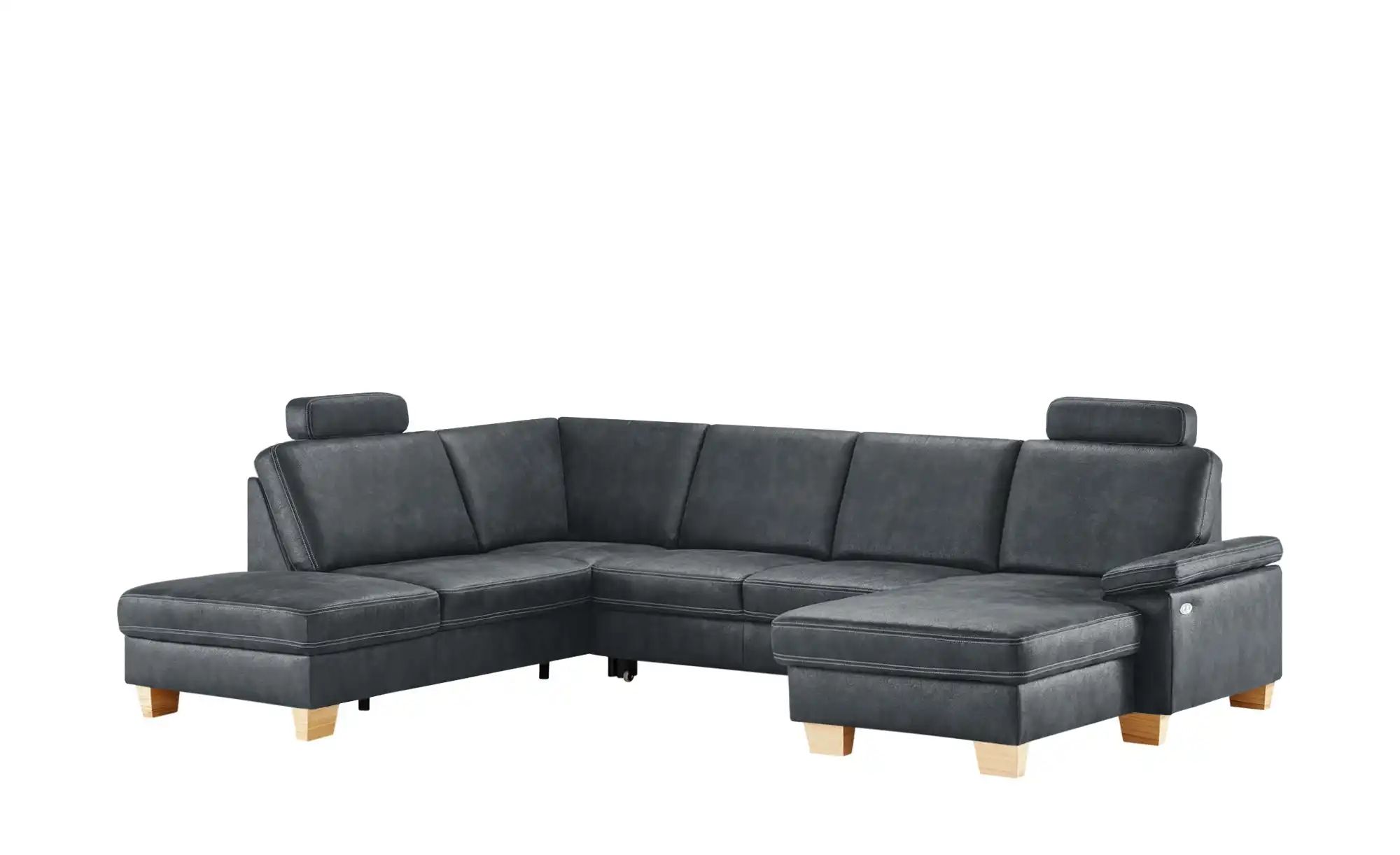 meinSofa Wohnlandschaft  Kunstleder Samu ¦ blau ¦ Maße (cm): B: 316 H: 90 T günstig online kaufen