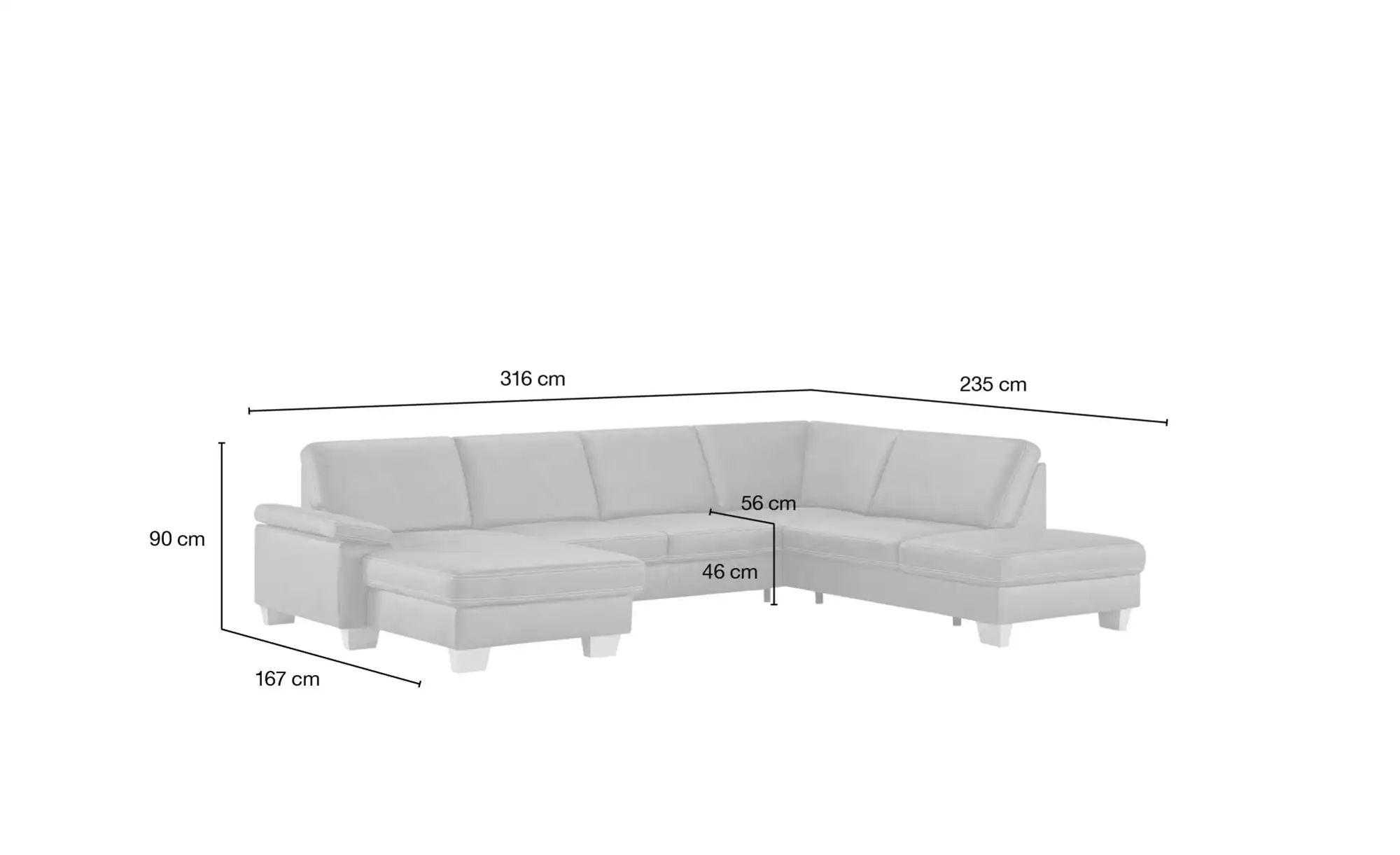 Thumbnail - meinSofa Wohnlandschaft  Kunstleder Samu ¦ blau ¦ Maße (cm): B: 316 H: 90 T: 235.0 Polstermöbel > Sofas > Wohnlandschaft...
