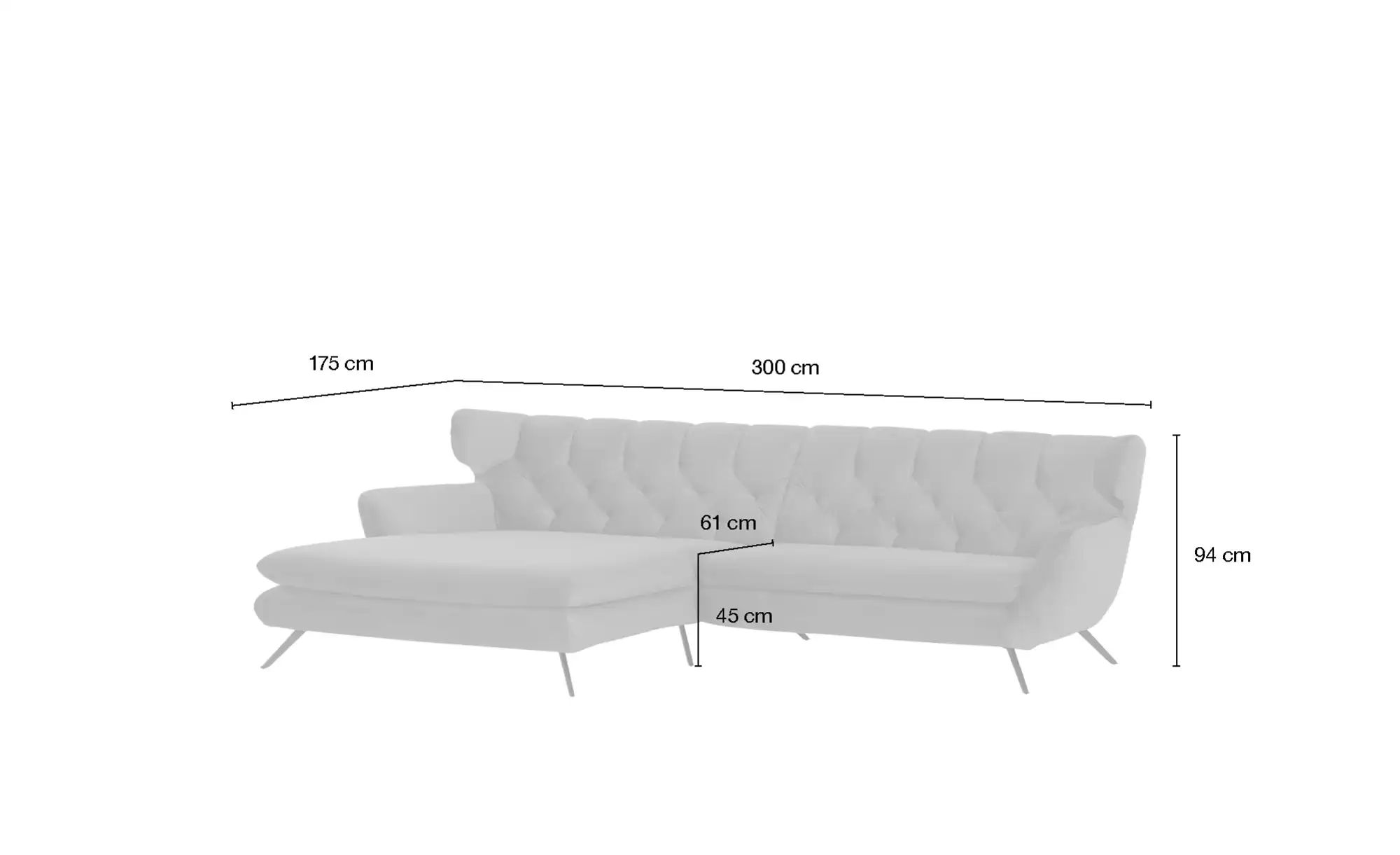 Jette Home Ecksofa  Caldara ¦ rosa/pink ¦ Maße (cm): B: 300 H: 94 T: 175.0 günstig online kaufen