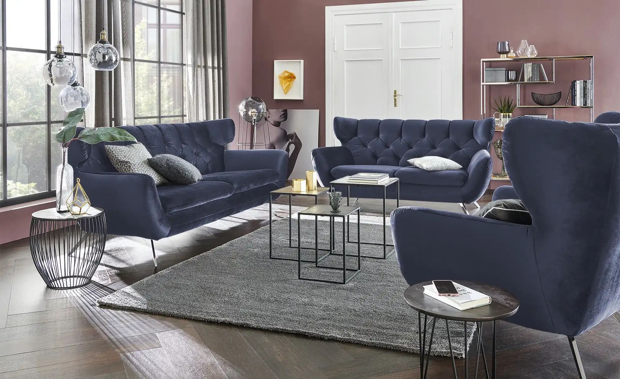Thumbnail - Jette Home Sofa  Caldara ¦ blau ¦ Maße (cm): B: 225 H: 94 T: 95.0 Polstermöbel > Sofas > 3-Sitzer - Höffner