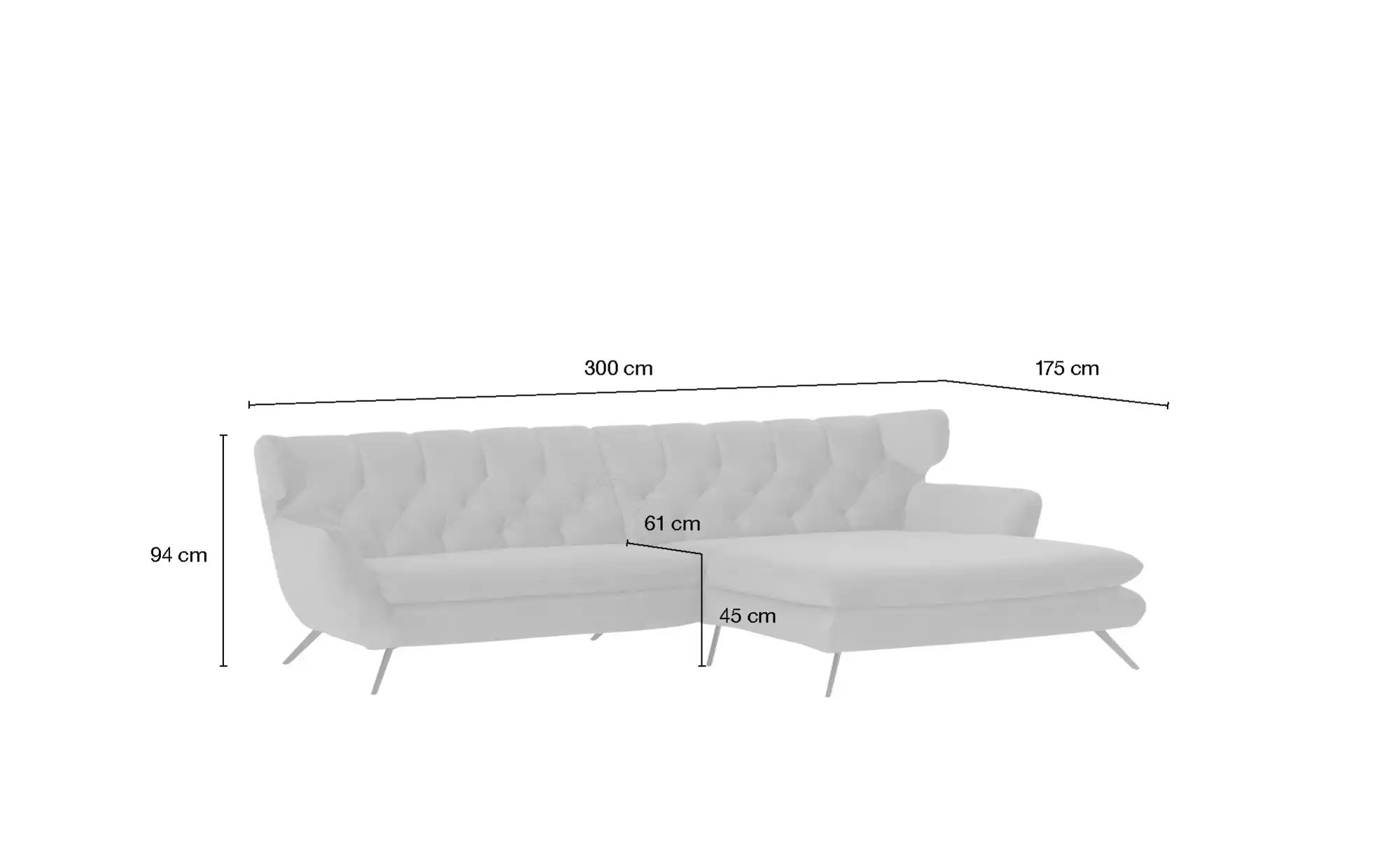 Jette Home Ecksofa  Caldara ¦ grau ¦ Maße (cm): B: 300 H: 94 T: 175.0 Polst günstig online kaufen