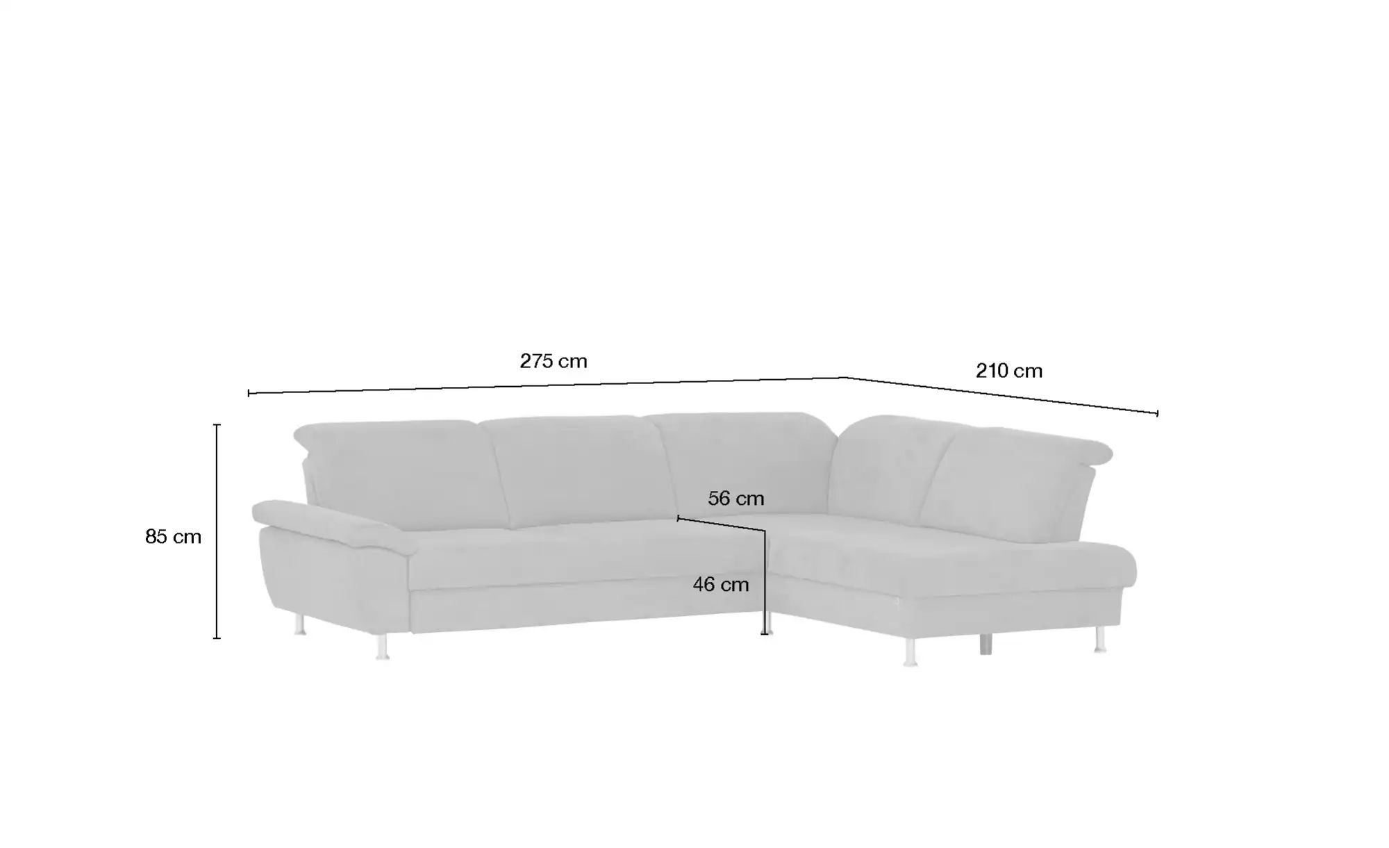 Thumbnail - Diva Ecksofa Diva Lounge ¦ grau ¦ Maße (cm): B: 275 H: 85 T: 210.0 Polstermöbel > Sofas > Ecksofas - Höffner