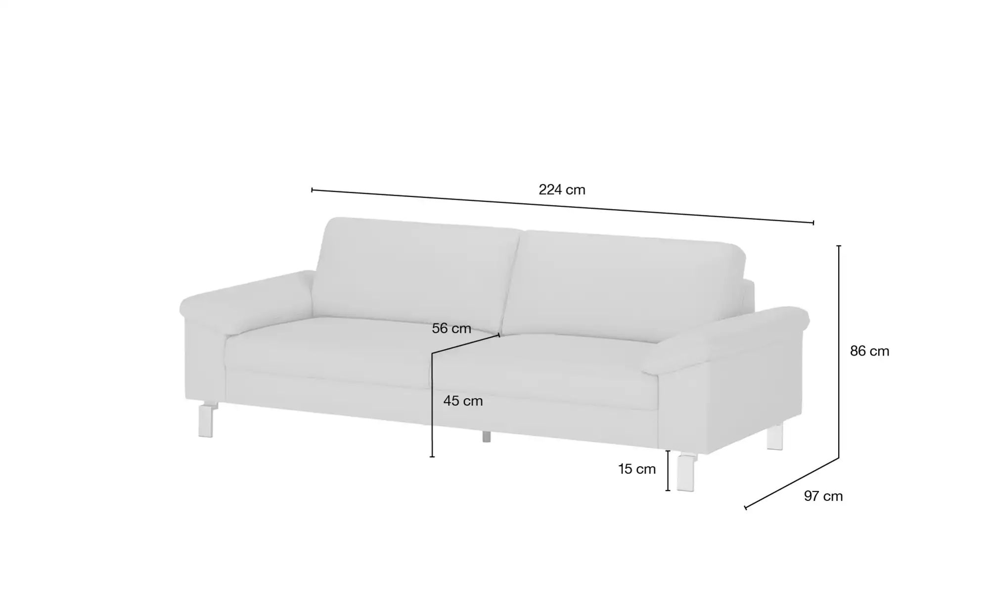 Max Schelling Ledersofa aus Echtleder Maximum ¦ beige ¦ Maße (cm): B: 224 H günstig online kaufen