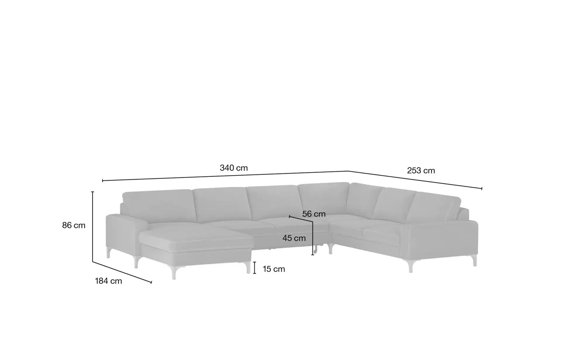 Thumbnail - Max Schelling Wohnlandschaft  Maximum ¦ grau ¦ Maße (cm): B: 237 H: 86 T: 191.0 Polstermöbel > Sofas > Wohnlandschaften ...