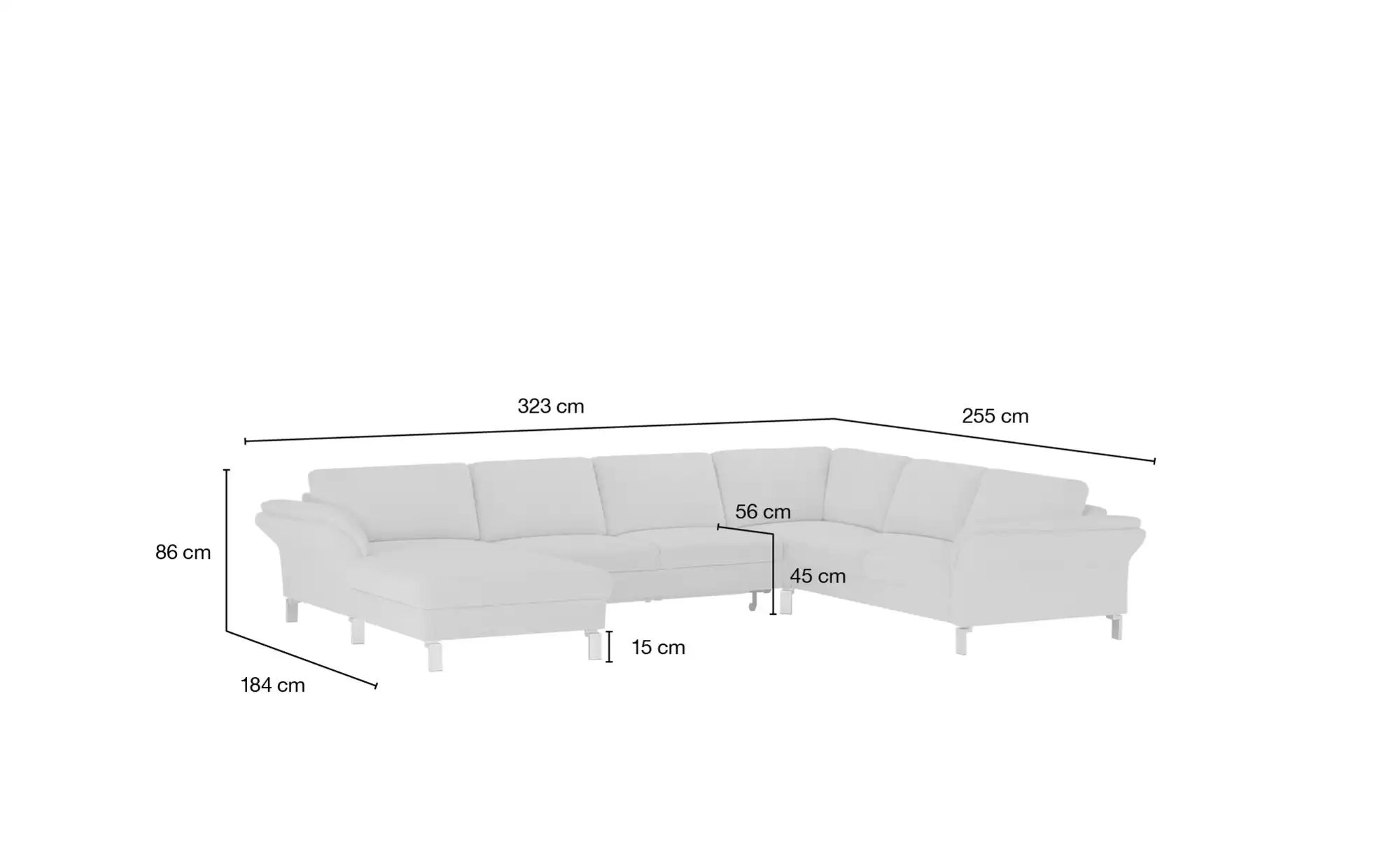 Thumbnail - Max Schelling Wohnlandschaft  Maximum ¦ grau ¦ Maße (cm): B: 323 H: 86 T: 255.0 Polstermöbel > Sofas > Wohnlandschaften ...