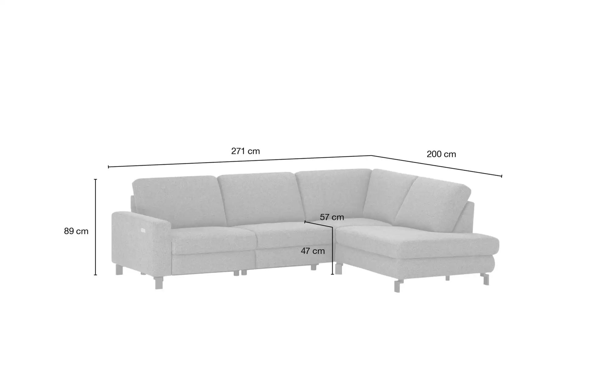 Thumbnail - Max Schelling Ecksofa  Maximum Plus ¦ grau ¦ Maße (cm): B: 271 H: 89 T: 200.0 Polstermöbel > Sofas > Ecksofas - Höffner