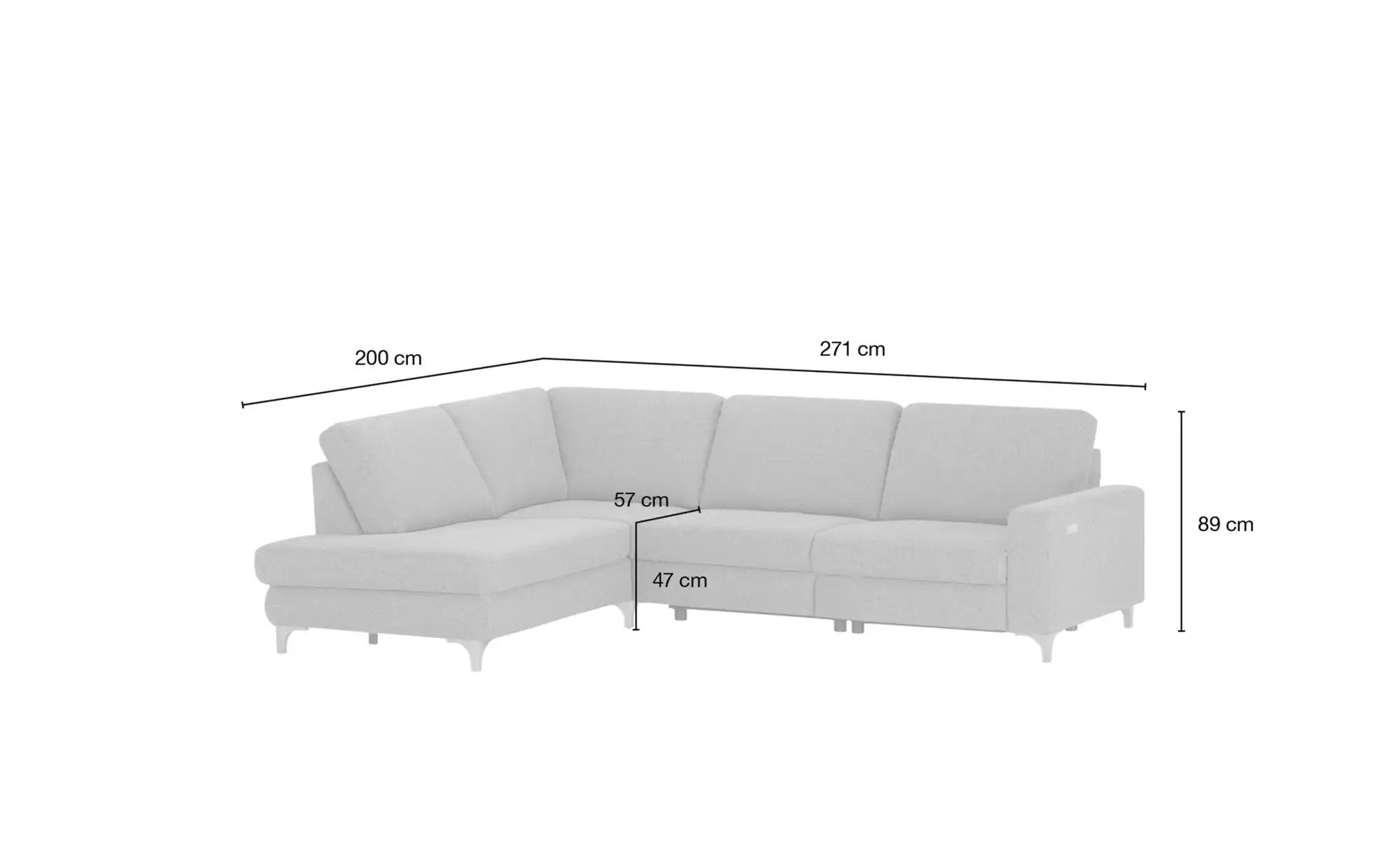 Thumbnail - Max Schelling Ecksofa  Maximum Plus ¦ grün ¦ Maße (cm): B: 271 H: 89 T: 200.0 Polstermöbel > Sofas > Ecksofas - Höffner
