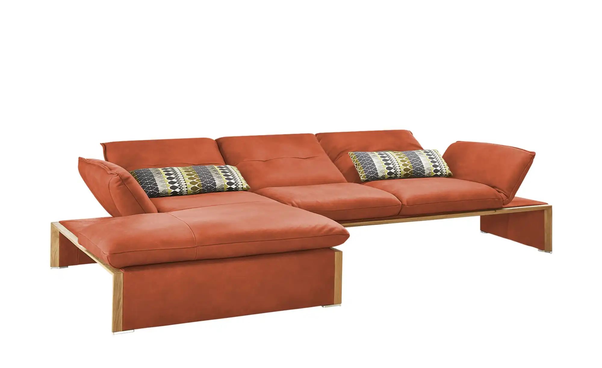 KOINOR Leder-Ecksofa mit Massivholzrahmen aus Wildeiche Humfrey ¦ orange ¦ günstig online kaufen