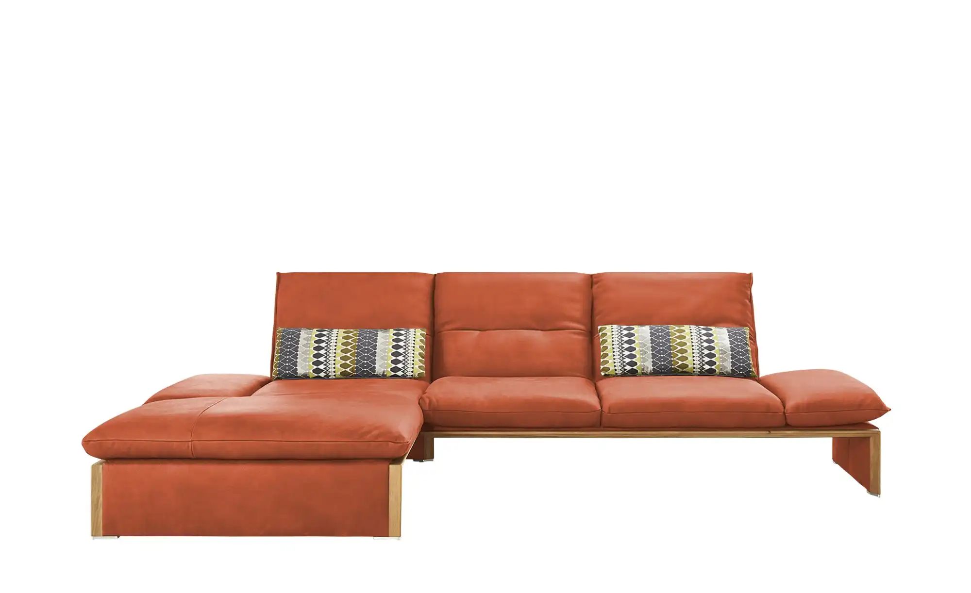 KOINOR Leder-Ecksofa mit Massivholzrahmen aus Wildeiche Humfrey ¦ orange ¦ günstig online kaufen