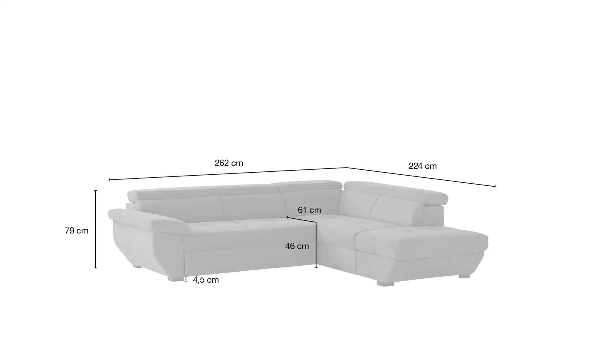 Thumbnail - uno Ecksofa Formula ¦ grün ¦ Maße (cm): B: 262 H: 79 T: 224.0 Polstermöbel > Sofas > Ecksofas - Höffner