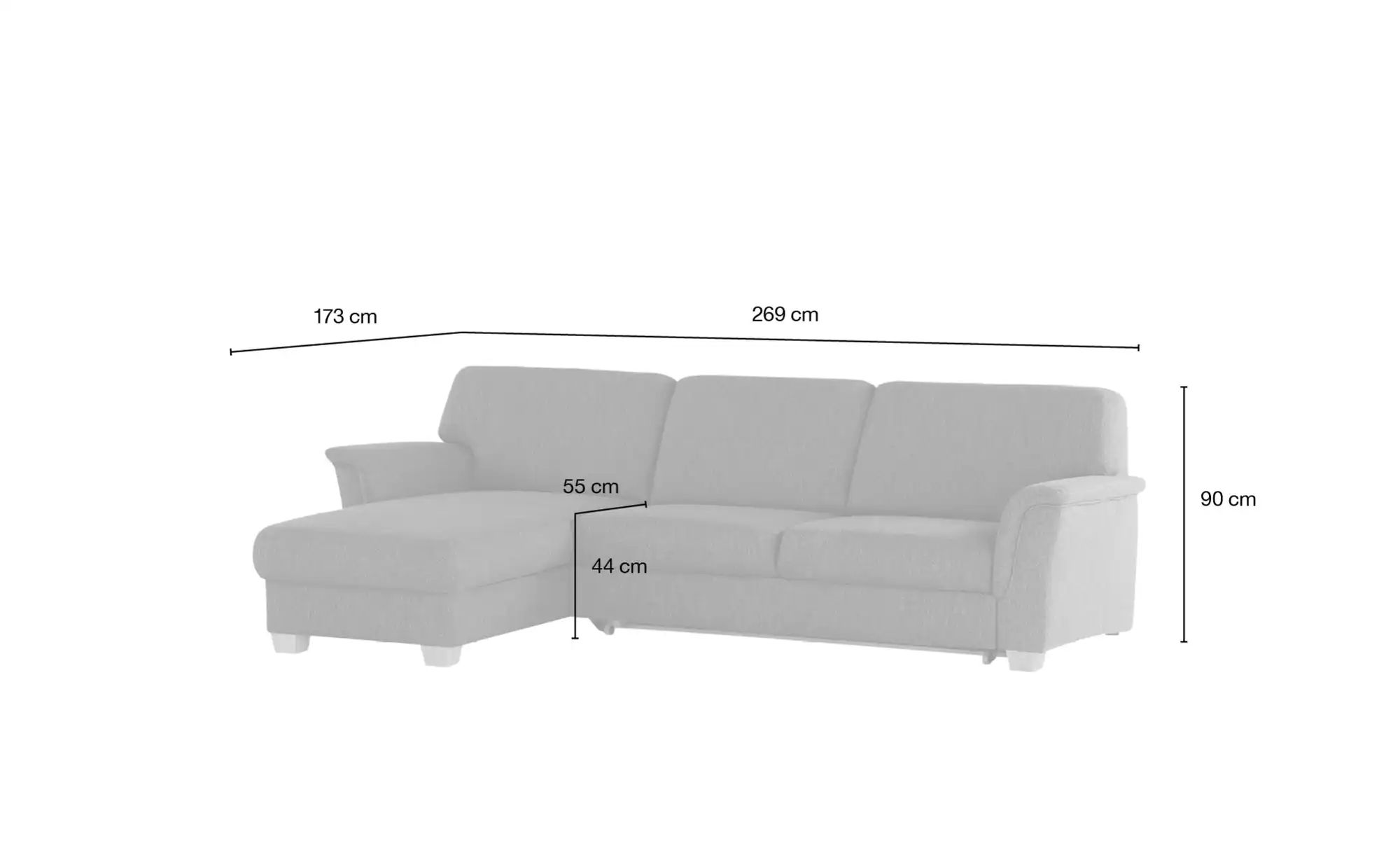 Thumbnail - smart Ecksofa Valencia ¦ grau ¦ Maße (cm): B: 269 H: 90 T: 173.0 Polstermöbel > Sofas > Ecksofas - Höffner