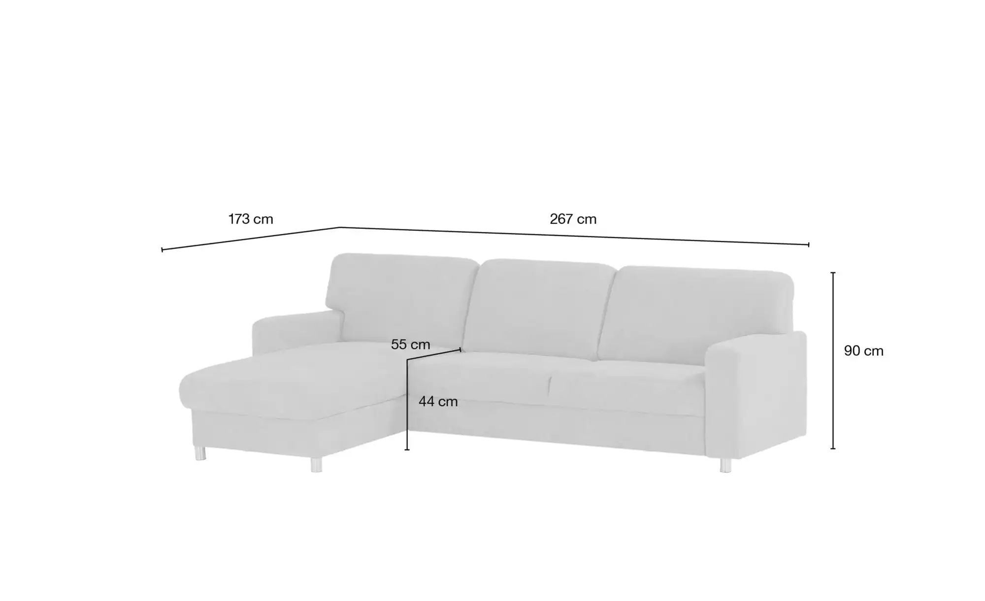 smart Ecksofa  Valencia ¦ türkis/petrol ¦ Maße (cm): B: 253 H: 90 T: 173 Po günstig online kaufen