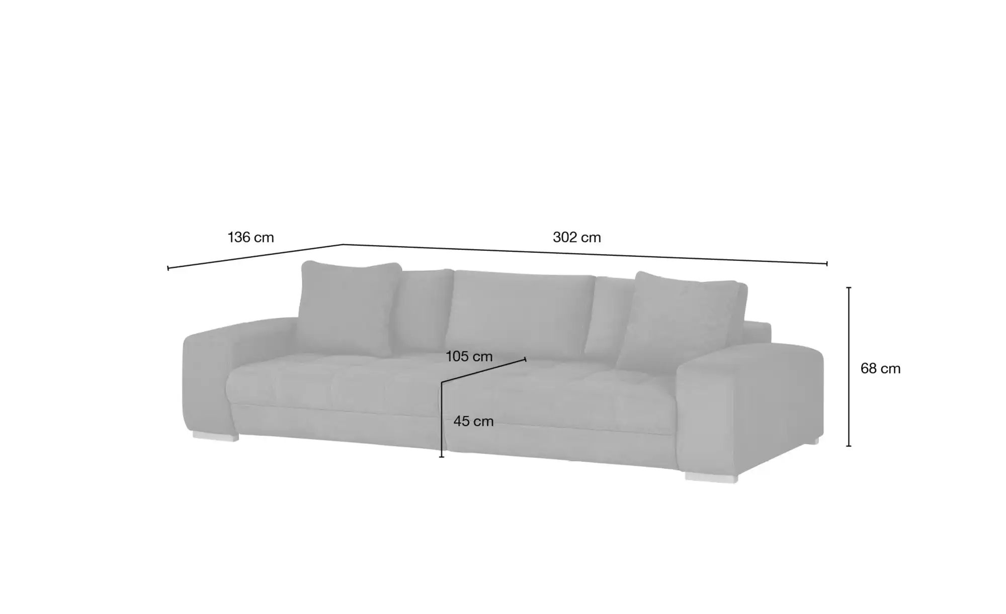 bobb Big Sofa Caro Anthrazit, Microfaser fein