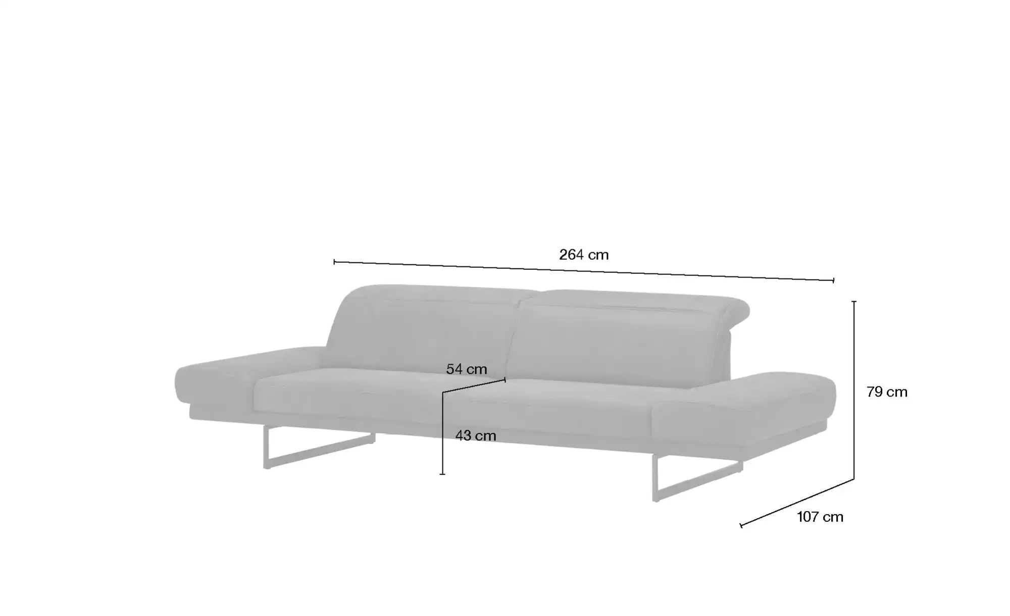 JOOP! Ledersofa  Systems 8154 ¦ grau ¦ Maße (cm): B: 264 H: 79 T: 107 Polst günstig online kaufen