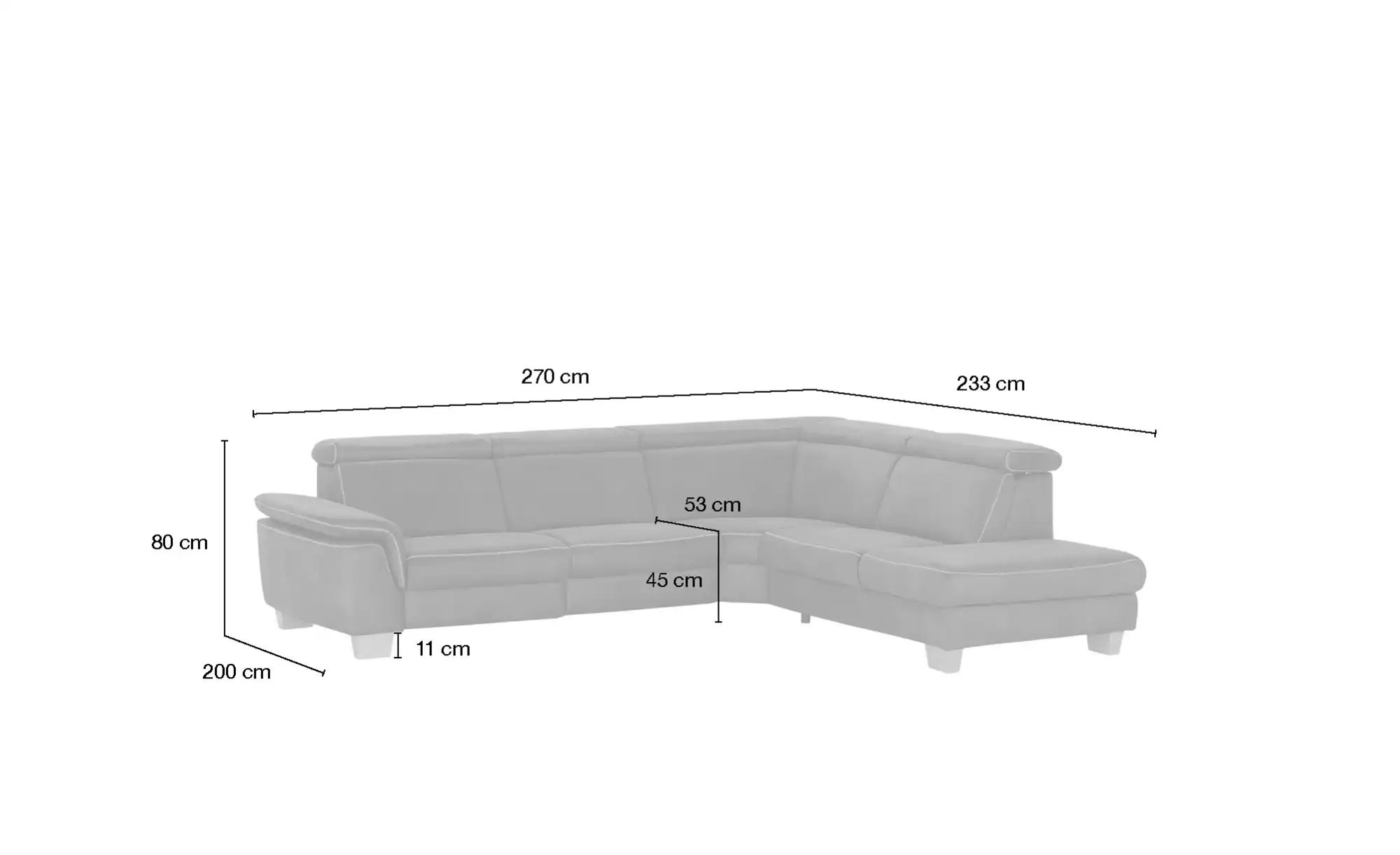 Mein Sofa bold Ecksofa  Beata ¦ grau ¦ Maße (cm): B: 270 H: 80 T: 233.0 Pol günstig online kaufen